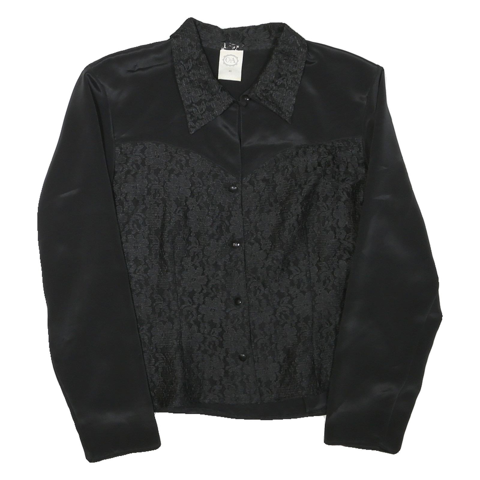 Buy C&A Womens Black Printed Shirt Long Sleeve Collared L Elegant Satin Blend Refurbished - $15.59 C&A Womens Black Printed Shirt Long Sleeve Collared L Elegant Satin Blend Refurbished - N/A refurbished available on Cerqular