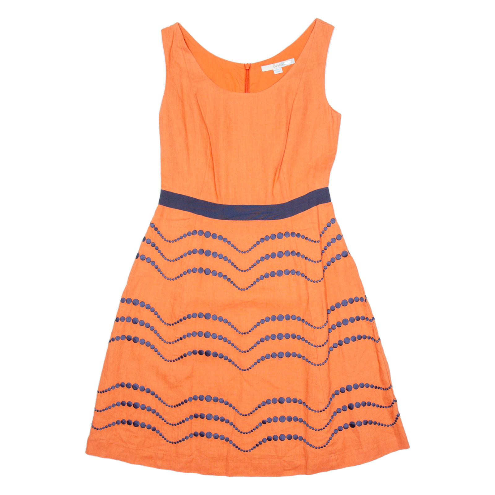 BODEN Womens Fit & Flare Dress Orange Linen Sleeveless Knee Length UK 8 Refurbished - N/A refurbished available on Cerqular