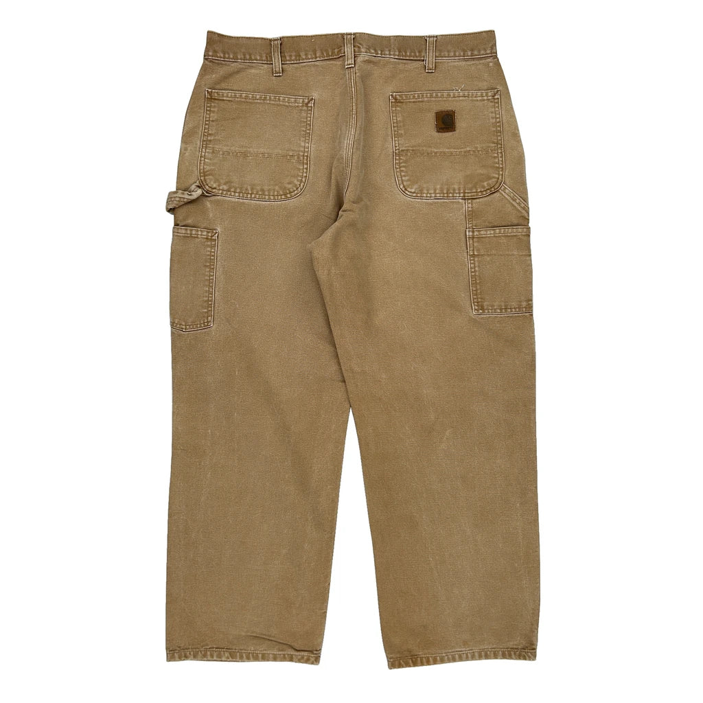 Carhartt Carpenter Trousers - 36W 28L Brown Cotton Refurbished - Thrifted (note: this is a term often used to describe second- refurbished available on Cerqular