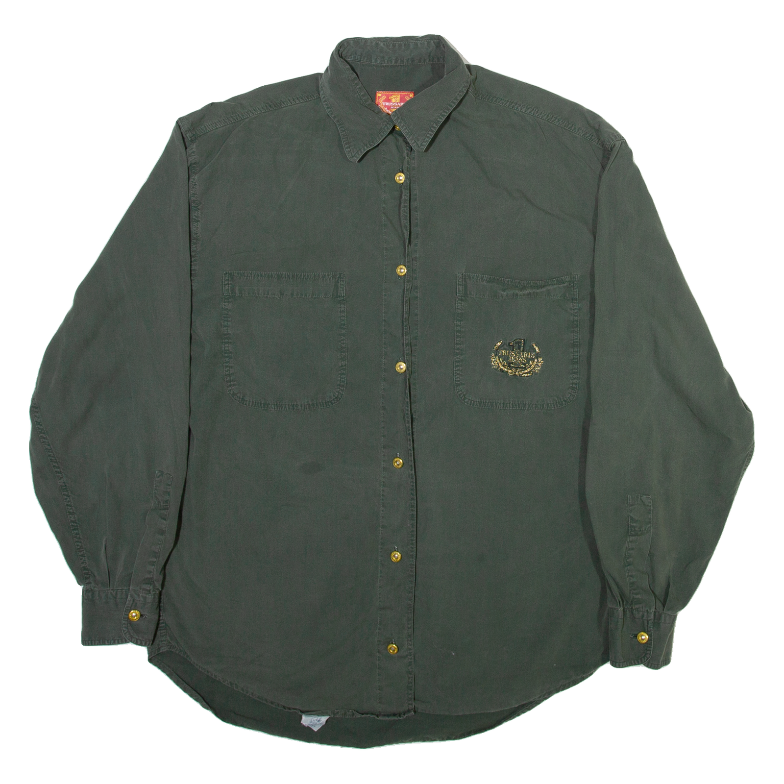 TRUSSARDI Mens Plain Shirt Green Long Sleeve M Refurbished - N/A refurbished available on Cerqular