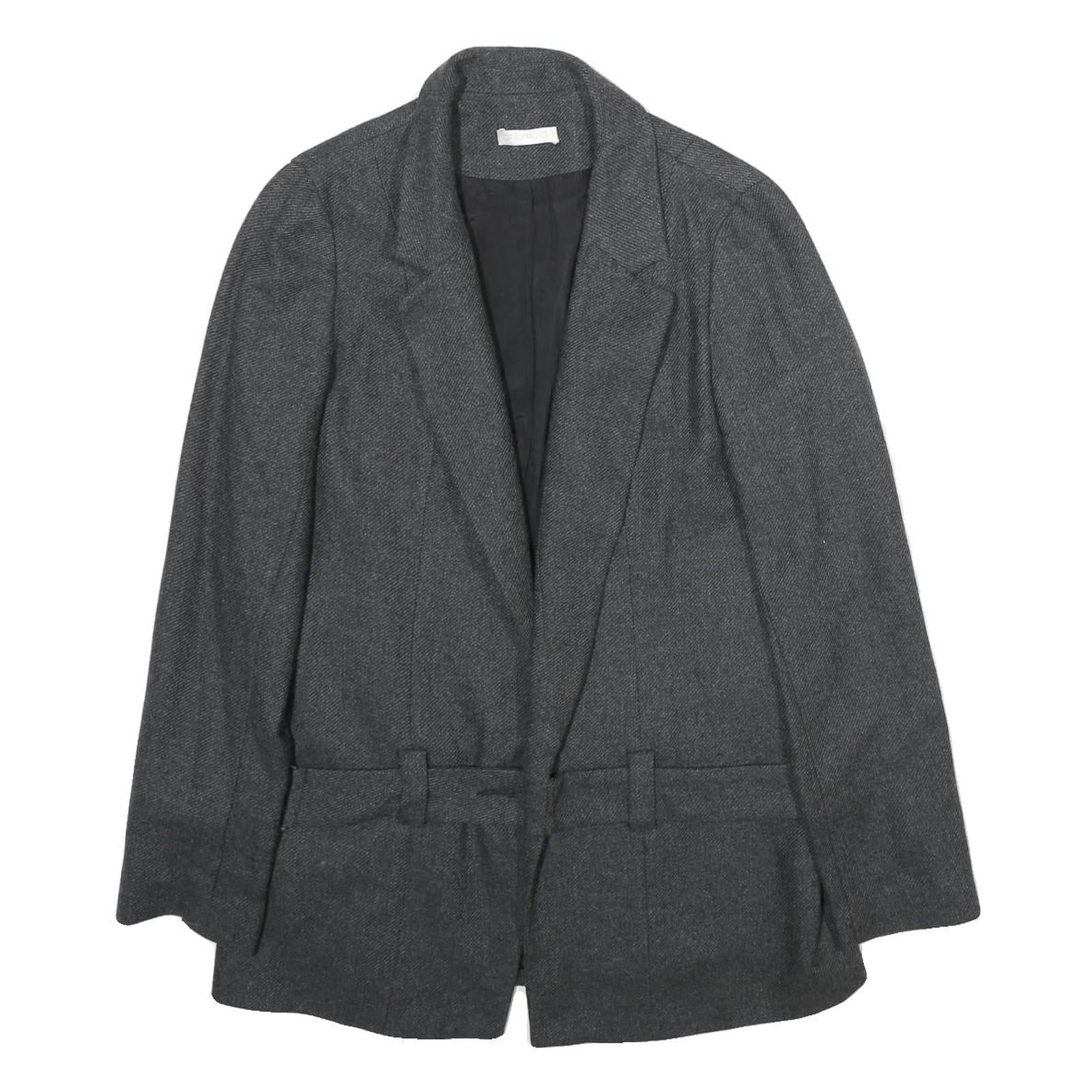 PROMOD Womens Grey Wool Blend Jacket UK 12 Regular Fit Plain Classic Blazer Refurbished - N/A refurbished available on Cerqular