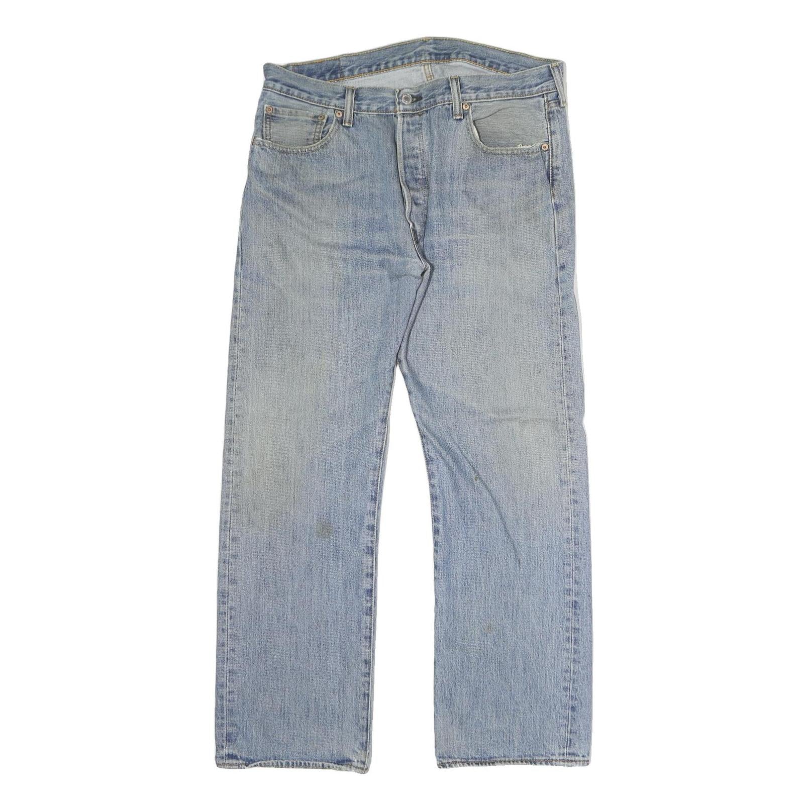LEVI'S 501 Mens Jeans Blue Regular Straight Denim Medium W36 L30 Classic Fit Zip Refurbished - N/A refurbished available on Cerqular