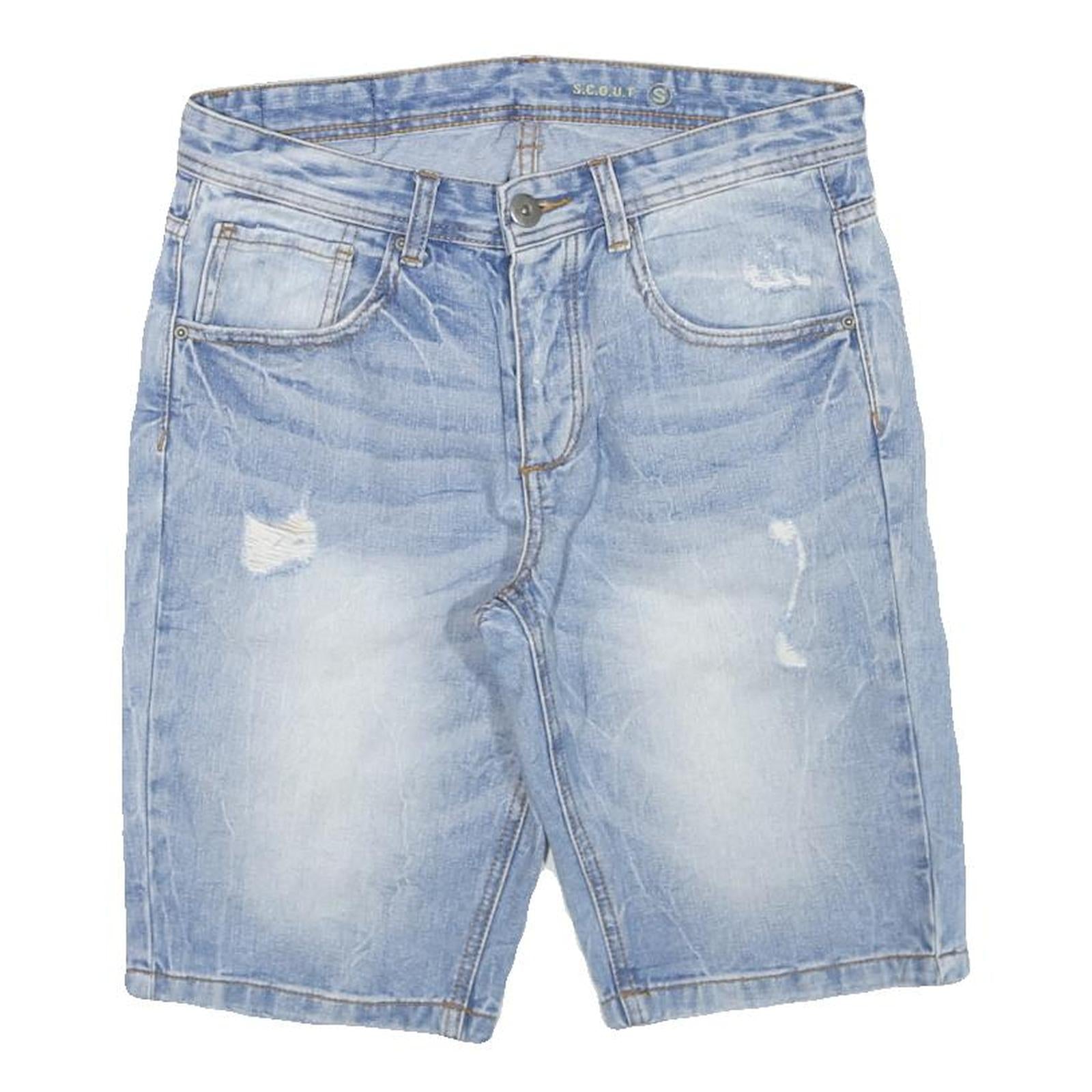 SCOUT Womens Denim Blue Casual Shorts S W30 Cotton Blend Light Wash Distressed Refurbished - N/A refurbished available on Cerqular
