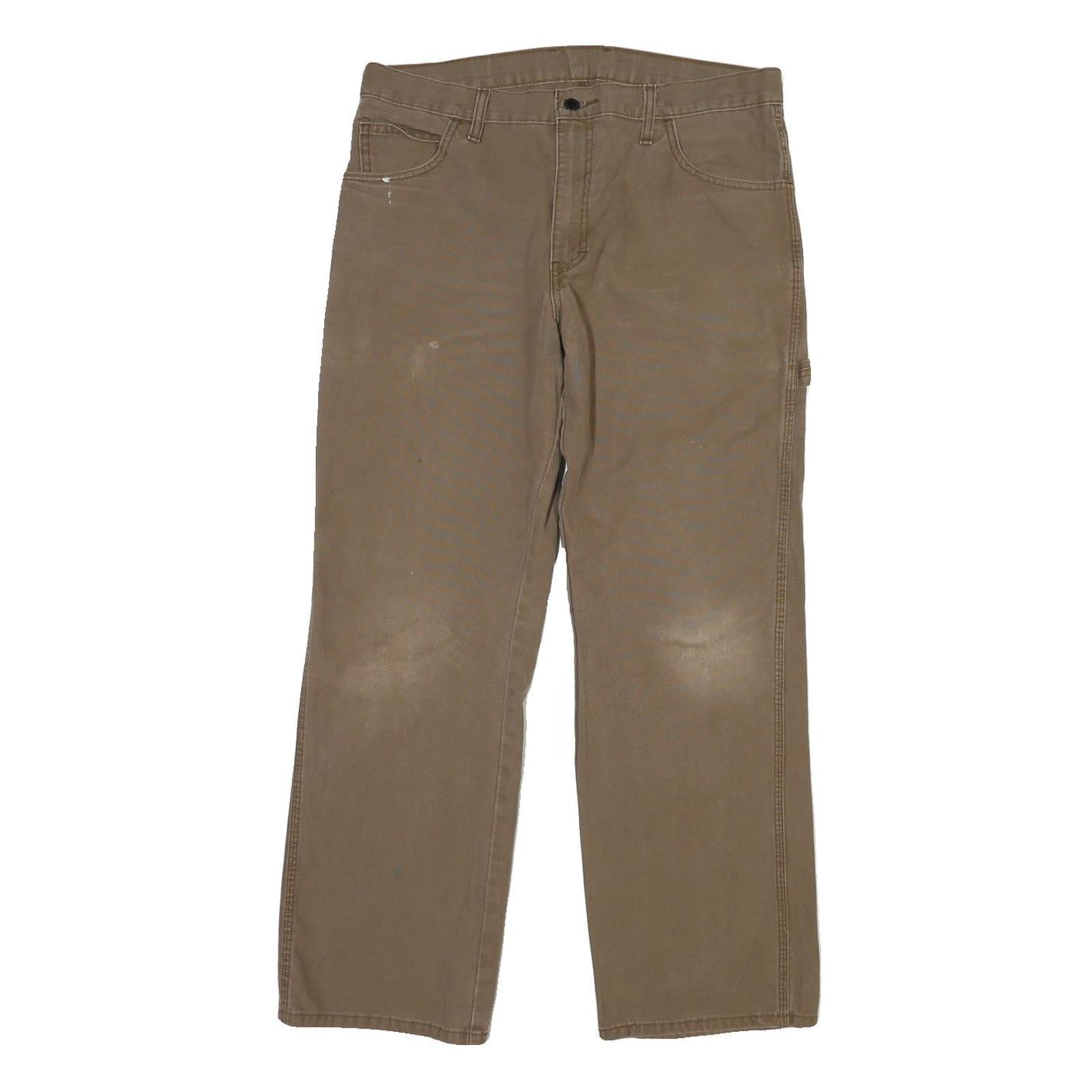 DICKIES Mens Cotton Beige Regular Straight Trousers W34 L30 Workwear Casual Refurbished - N/A refurbished available on Cerqular