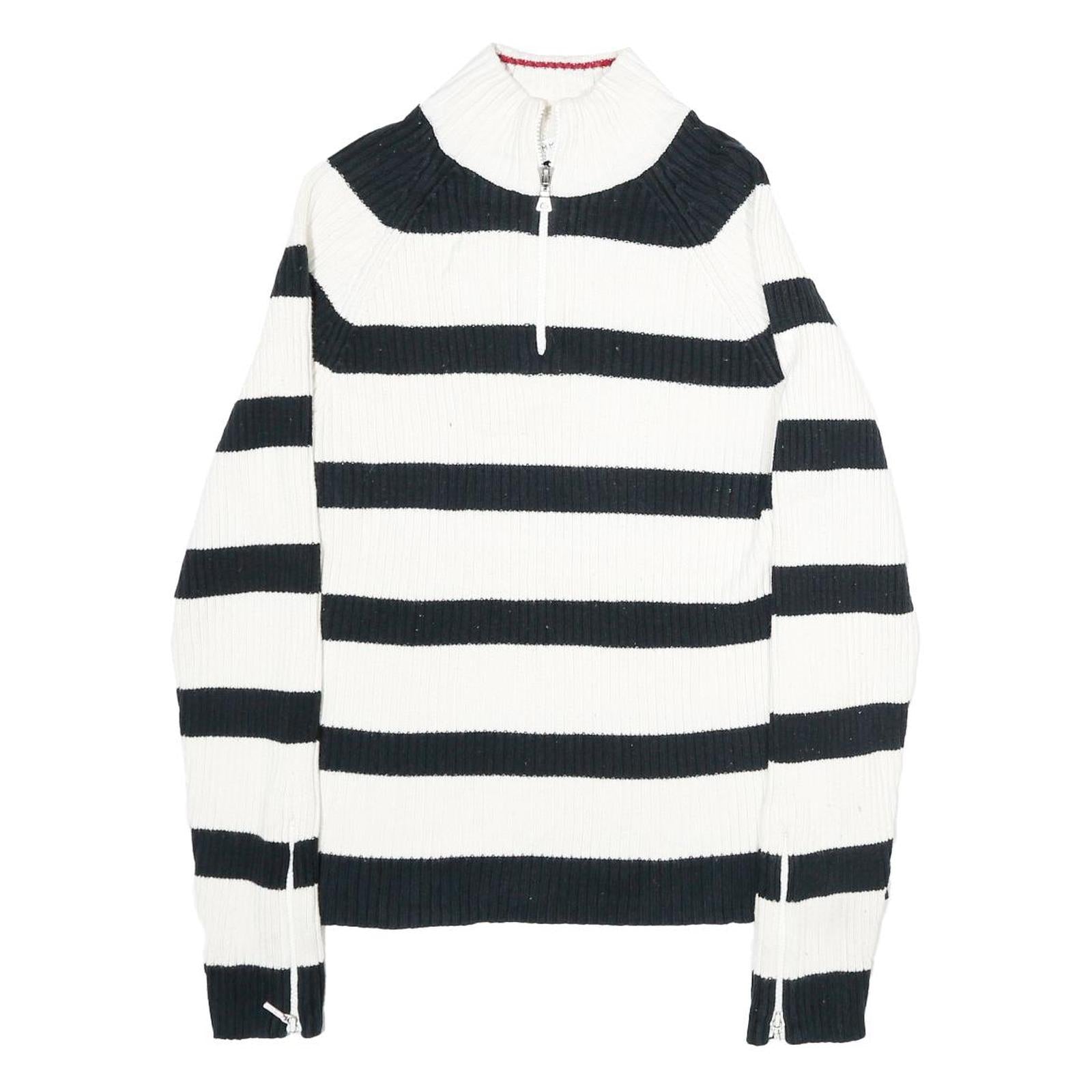 TOMMY HILFIGER Mens Black & White Striped Patterned Cotton Pullover Jumper XL Refurbished - N/A refurbished available on Cerqular