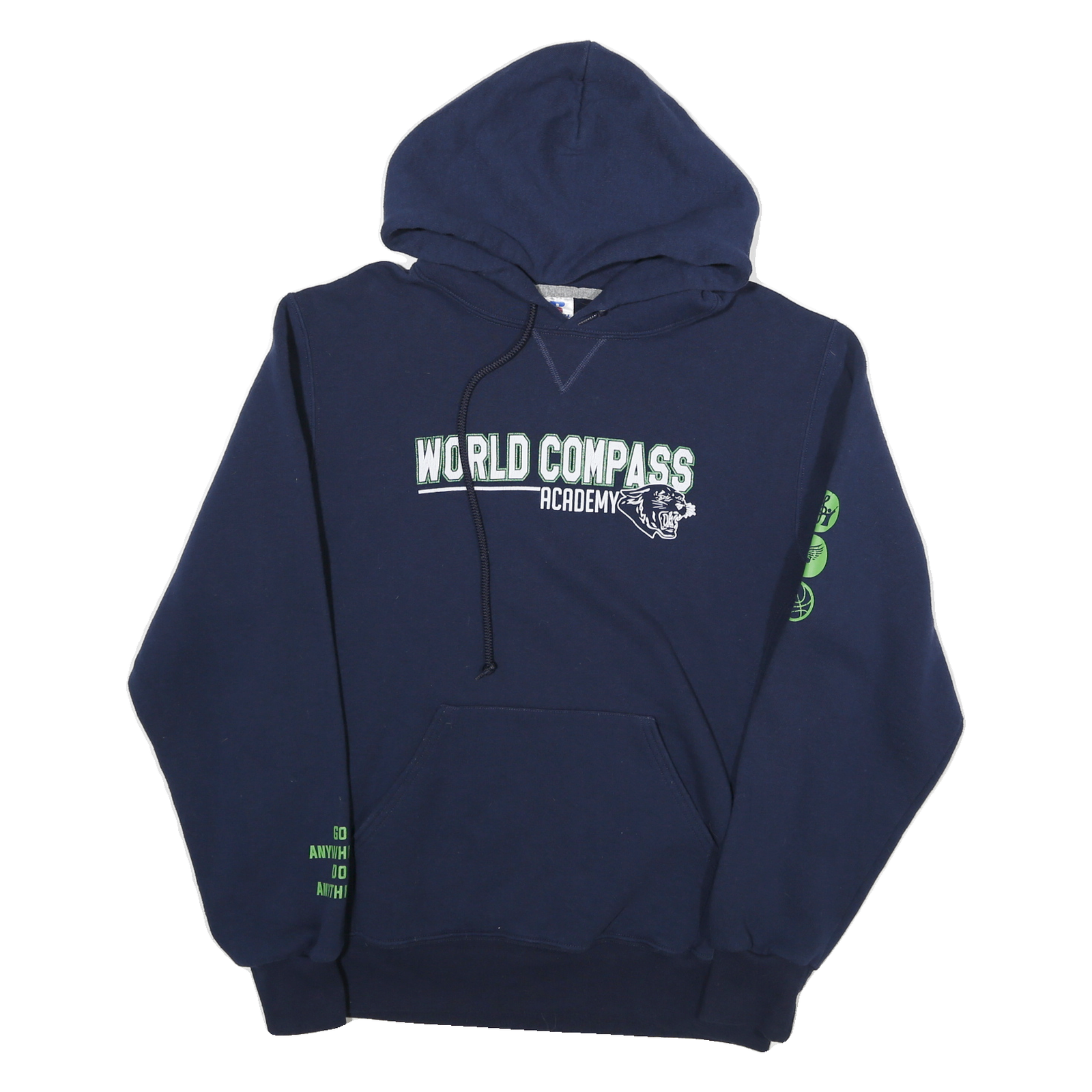 RUSSELL ATHLETIC Mens Navy World Compass Academy Pullover Hoodie M Coach Print Refurbished - N/A refurbished available on Cerqular