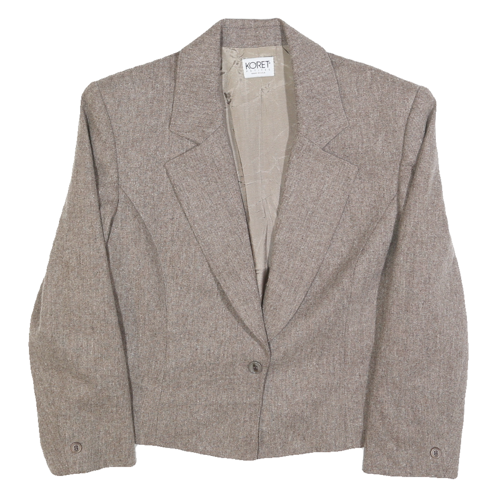 KORET Womens Beige Wool Blend Blazer Jacket M Woven Classic Button Closure Refurbished - N/A refurbished available on Cerqular