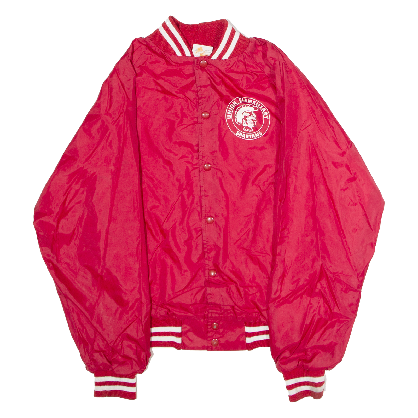 AUBURN SPORTSWEAR Union Elementary Spartans Mens Bomber Jacket Red Nylon 80s USA S Refurbished - N/A refurbished available on Cerqular