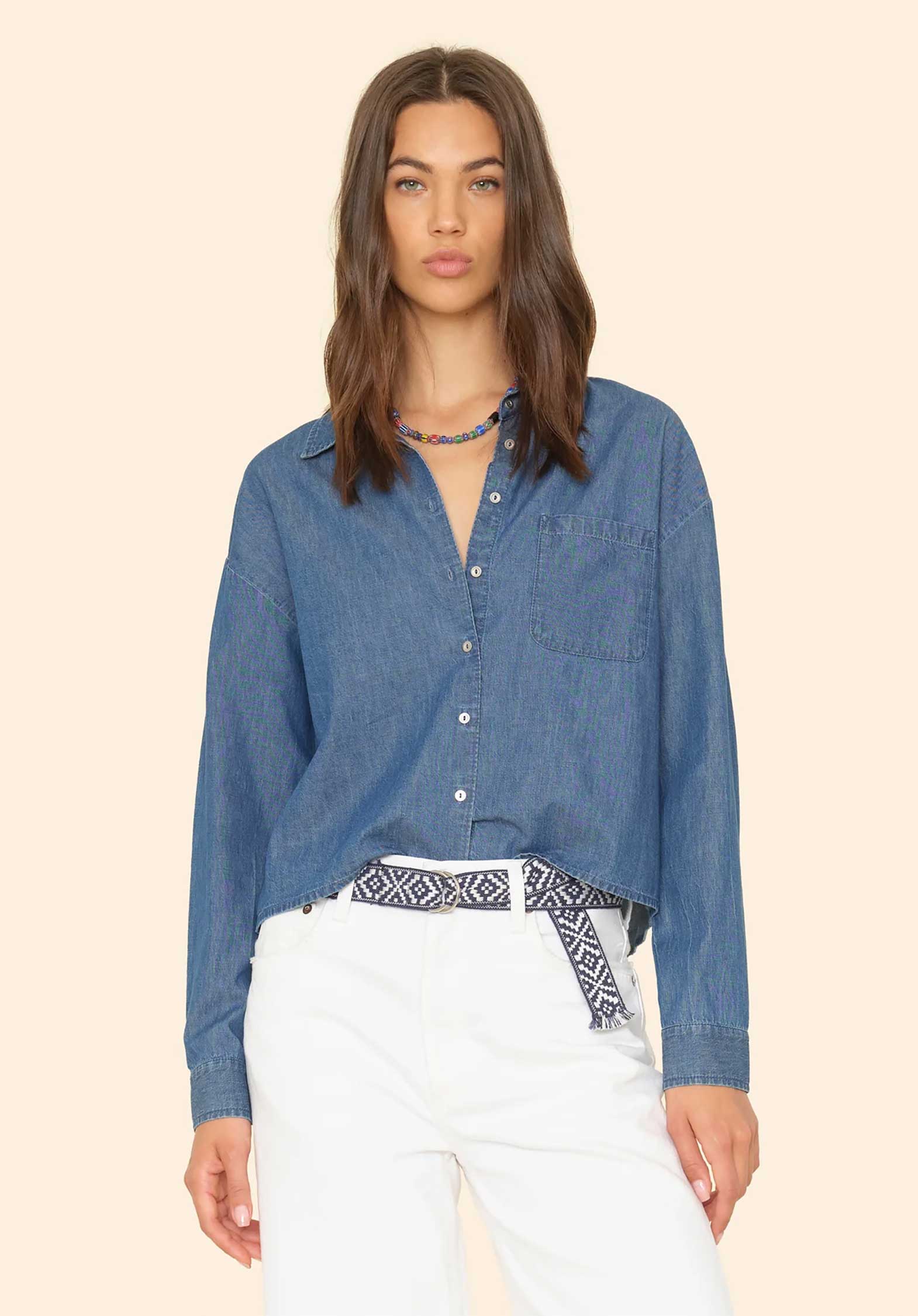 Denim Shirt Dion Shirt Blue-Rinse | Color: BLUE RINSE | Size: XS Refurbished - Rue Madame is a known brand, and the standardized name is " refurbished available on Cerqular