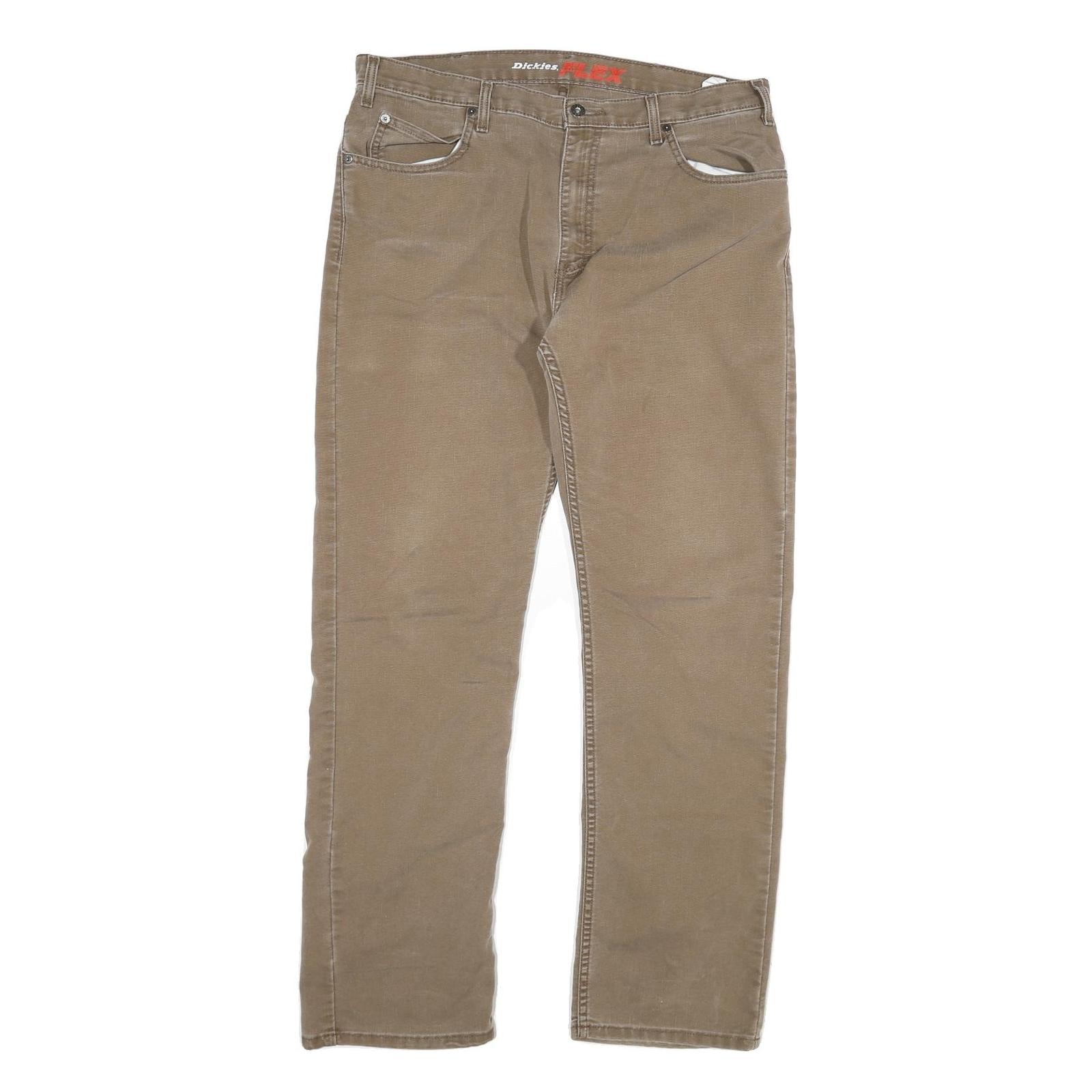 DICKIES Mens Cotton Blend Beige Regular Fit Straight Leg Trousers W36 L31 Refurbished - N/A refurbished available on Cerqular