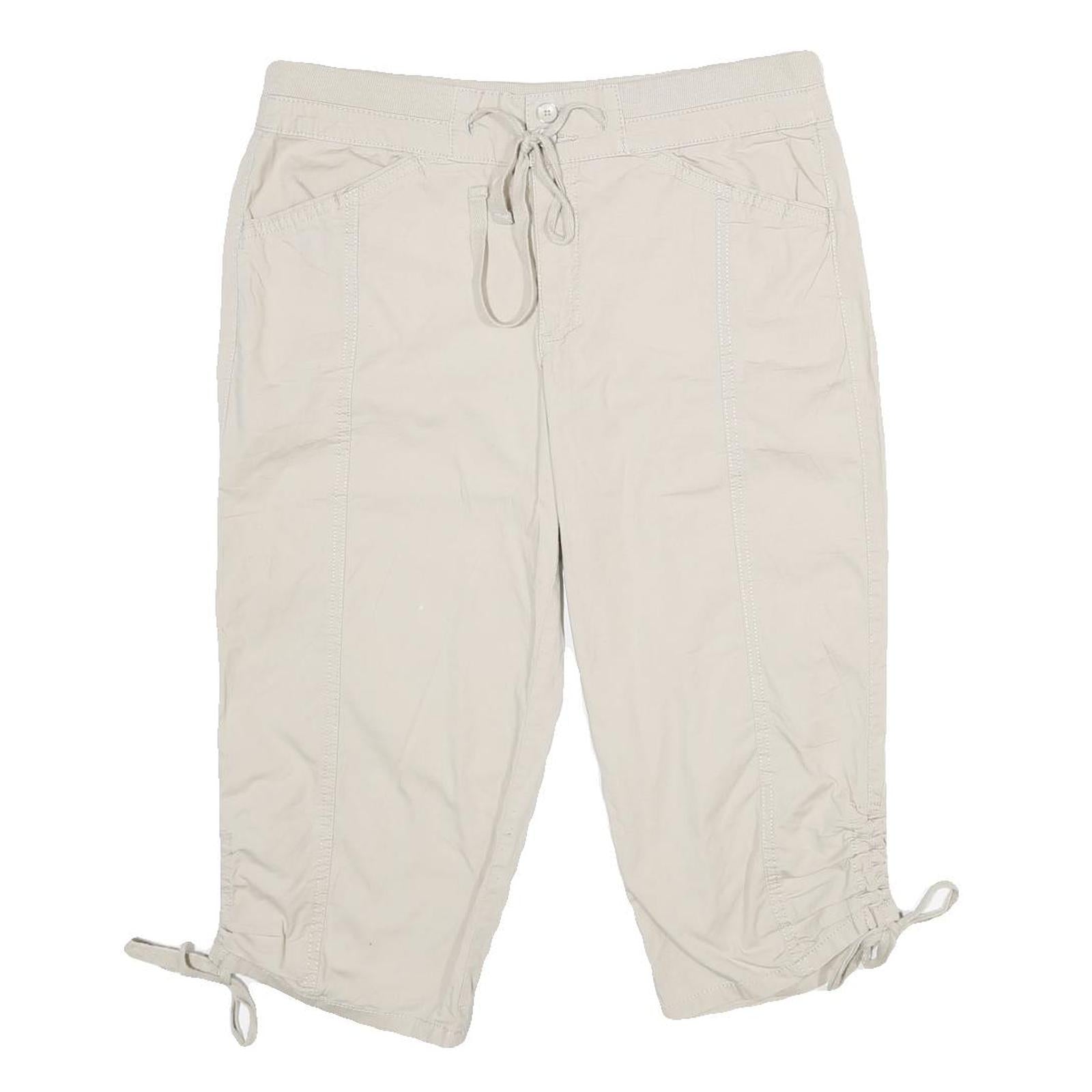 CROFT & BARROW Womens Shorts Cream Casual UK 14 W32 Cotton Blend Drawstring Refurbished - N/A refurbished available on Cerqular