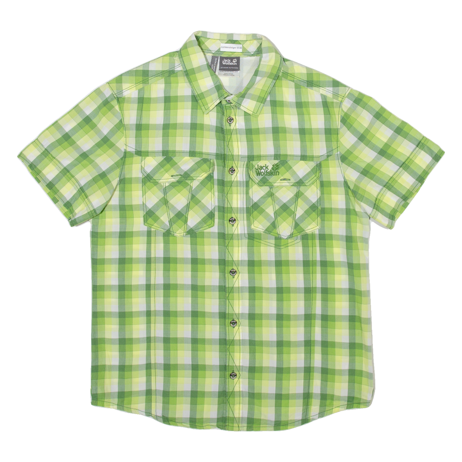 JACK WOLFSKIN Slim Fit Mens Shirt Green Check M Refurbished - N/A refurbished available on Cerqular