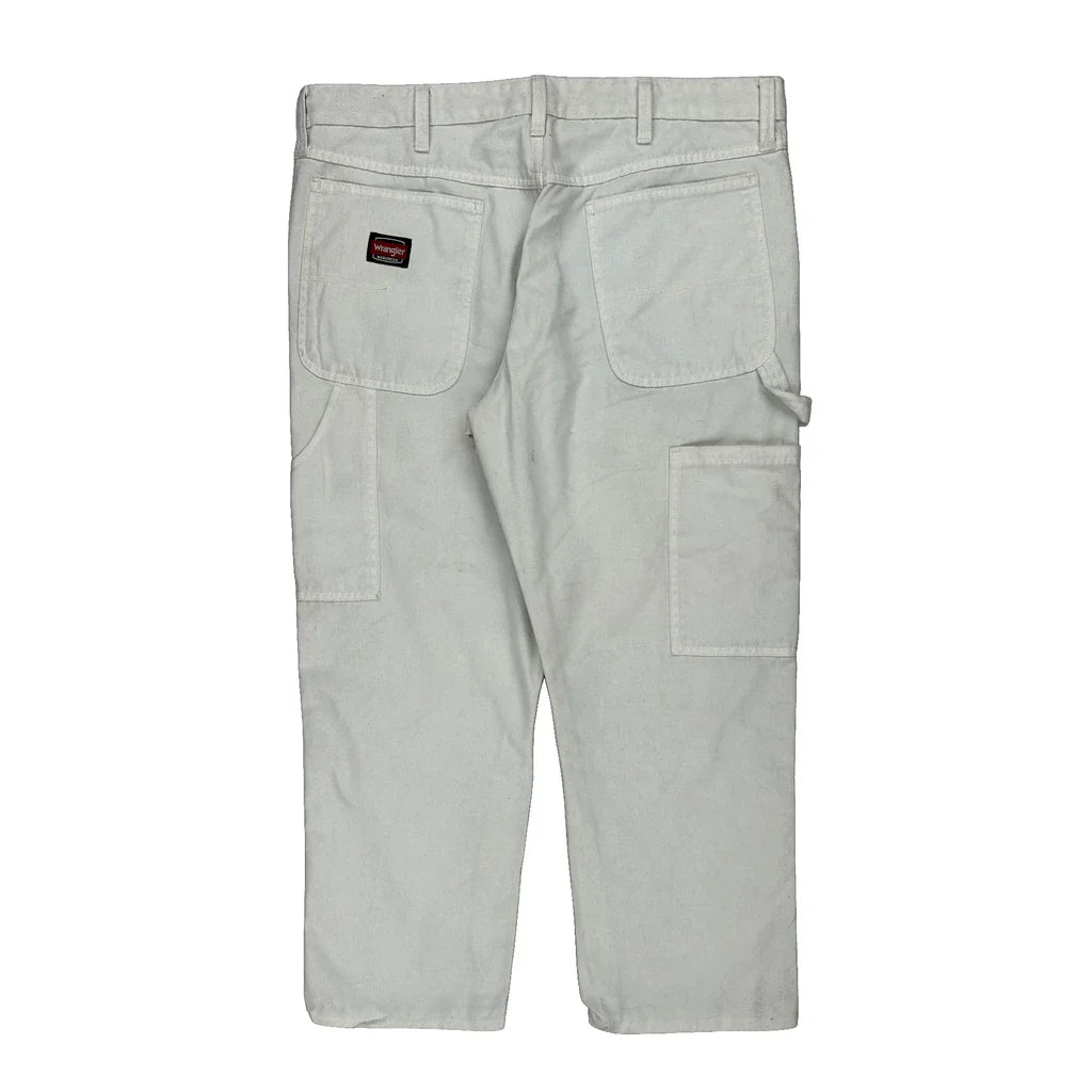 Wrangler Double Knee Carpenter Trousers - 32W 28L White Cotton Refurbished - Thrifted (note: this is a term often used to describe second- refurbished available on Cerqular
