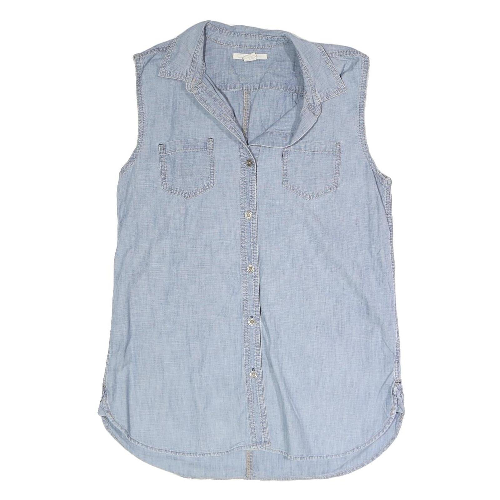 LEVI'S Womens Blue Sleeveless Shirt Button Neck Cotton Blend M Crochet Back Refurbished - N/A refurbished available on Cerqular