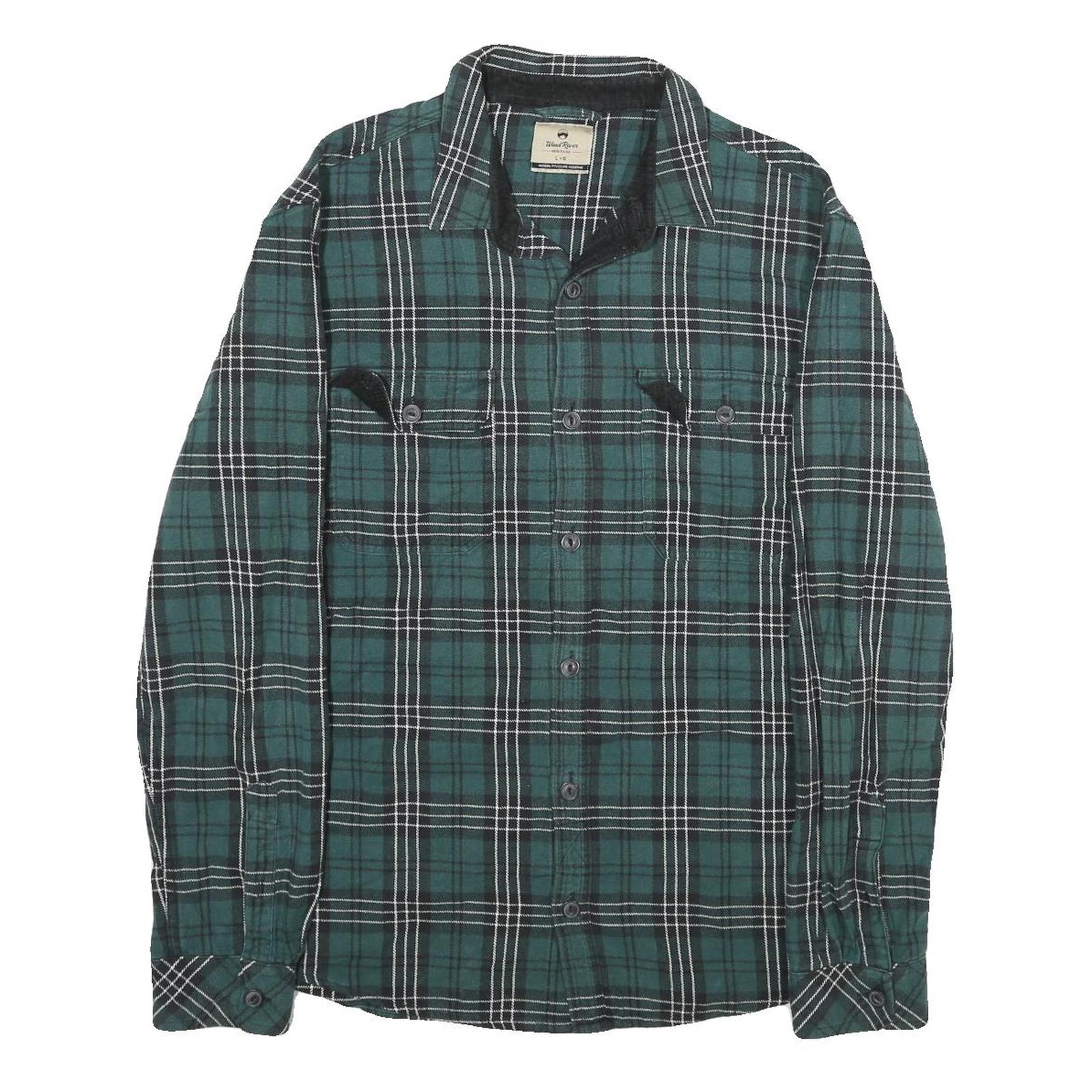 WIND RIVER Mens Green & Black Check Shirt L Cotton Long Sleeve Casual Refurbished - N/A refurbished available on Cerqular