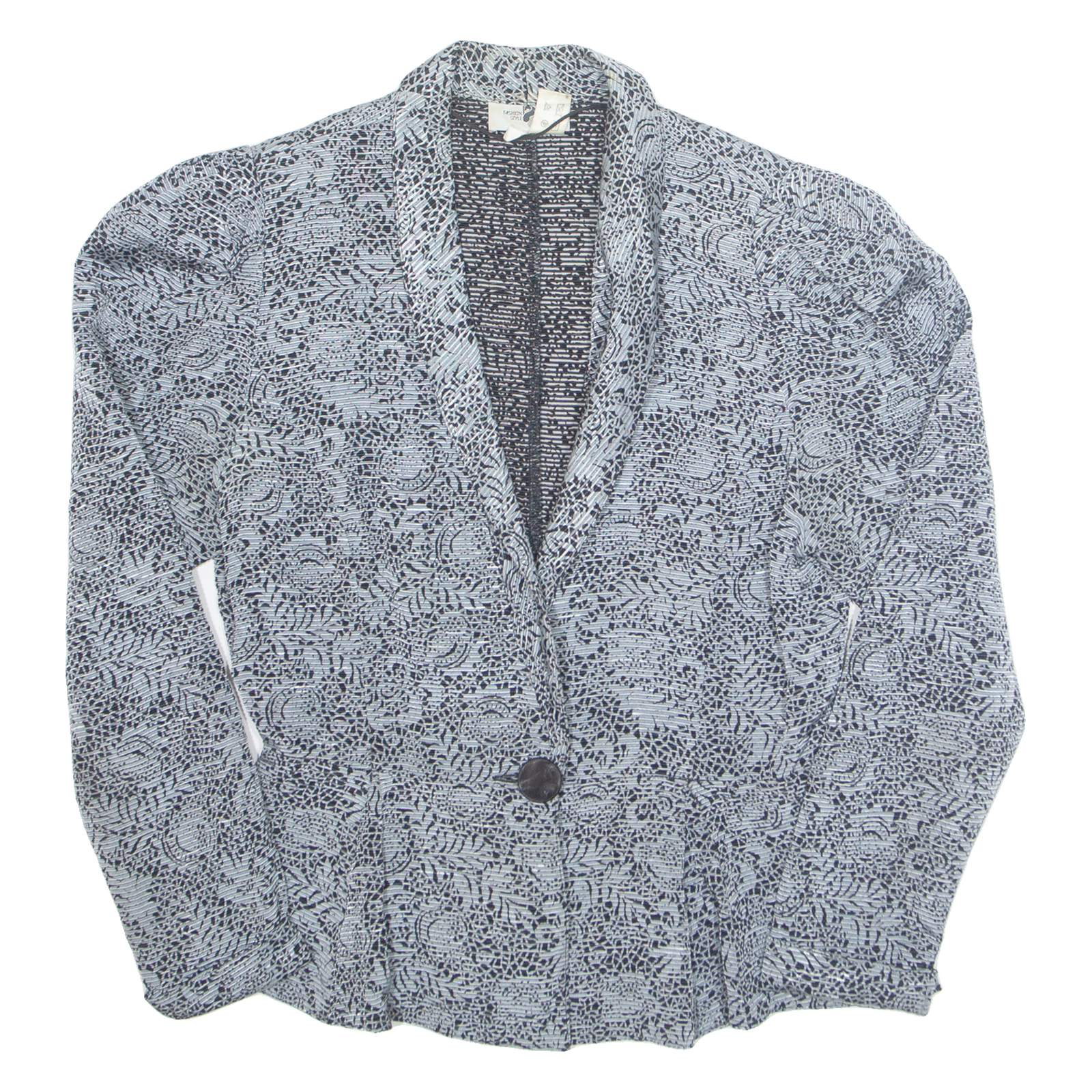 Womens Printed Shirt Grey V-Neck Long Sleeve 90s Viscose Crazy Pattern S Refurbished - N/A refurbished available on Cerqular