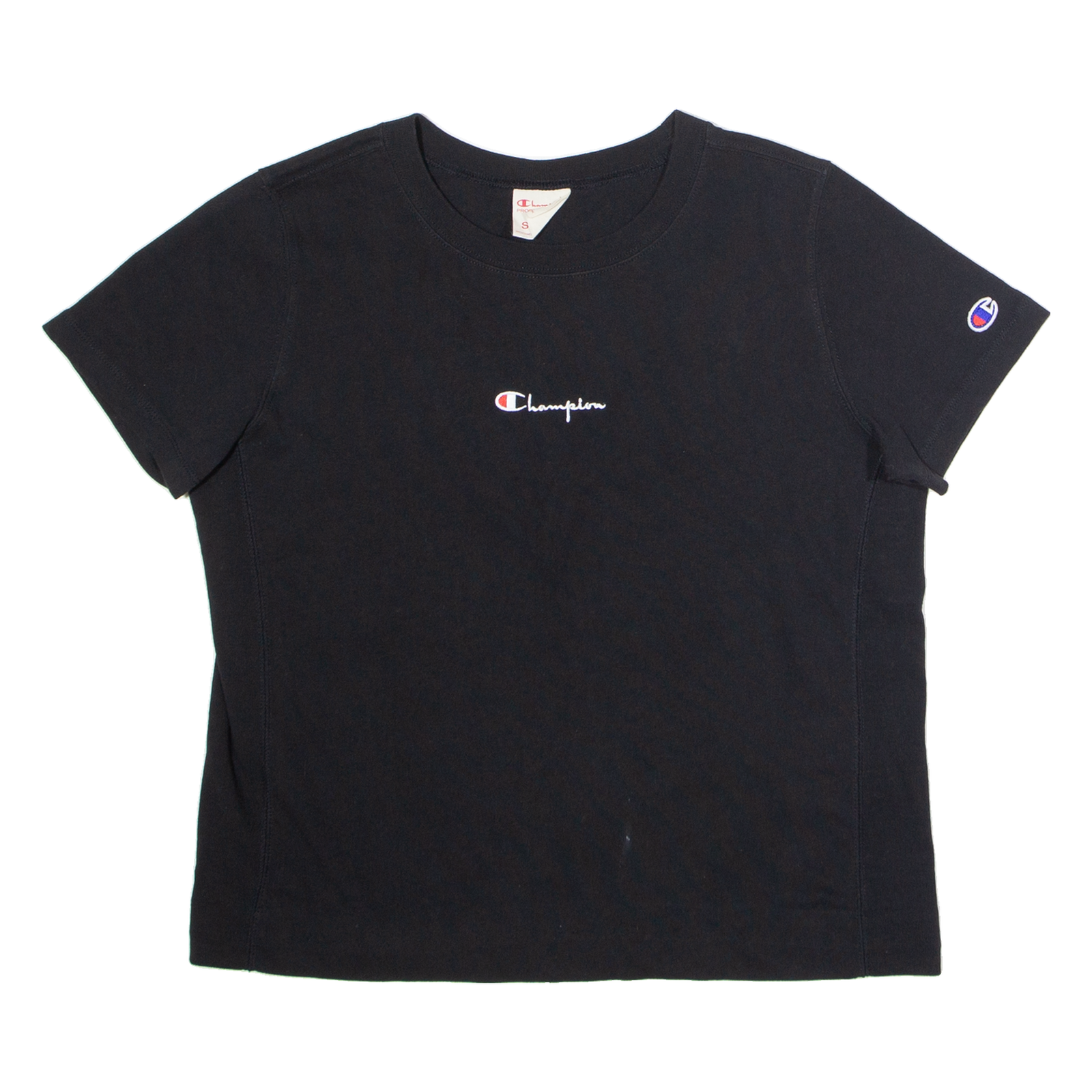 CHAMPION Womens T-Shirt Black Crew Neck S Refurbished - N/A refurbished available on Cerqular