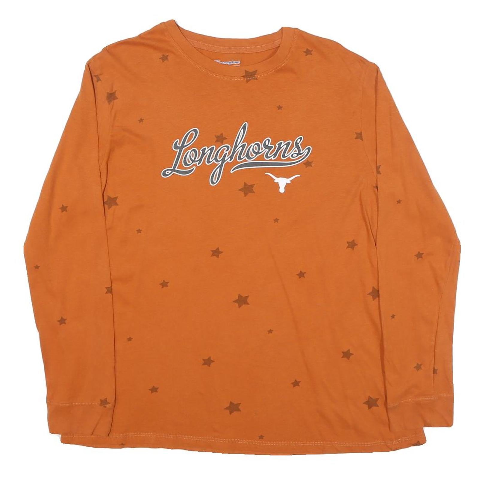 CHAMPION Mens Orange Longhorns Graphic T-Shirt XL Long Sleeve Crew Neck Stars Refurbished - N/A refurbished available on Cerqular