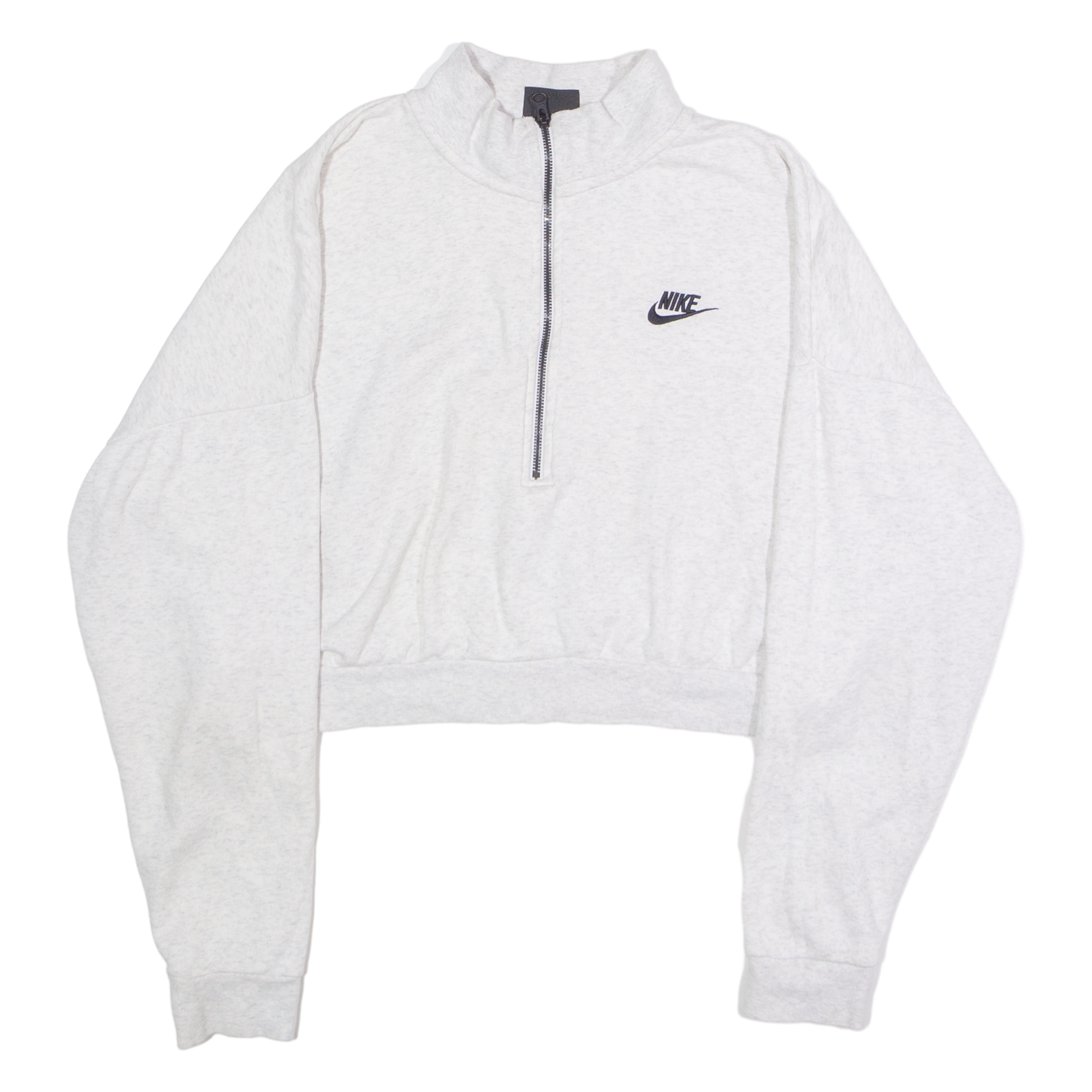 NIKE Cropped Womens Sweatshirt Grey 1/4 Zip L Refurbished - N/A refurbished available on Cerqular