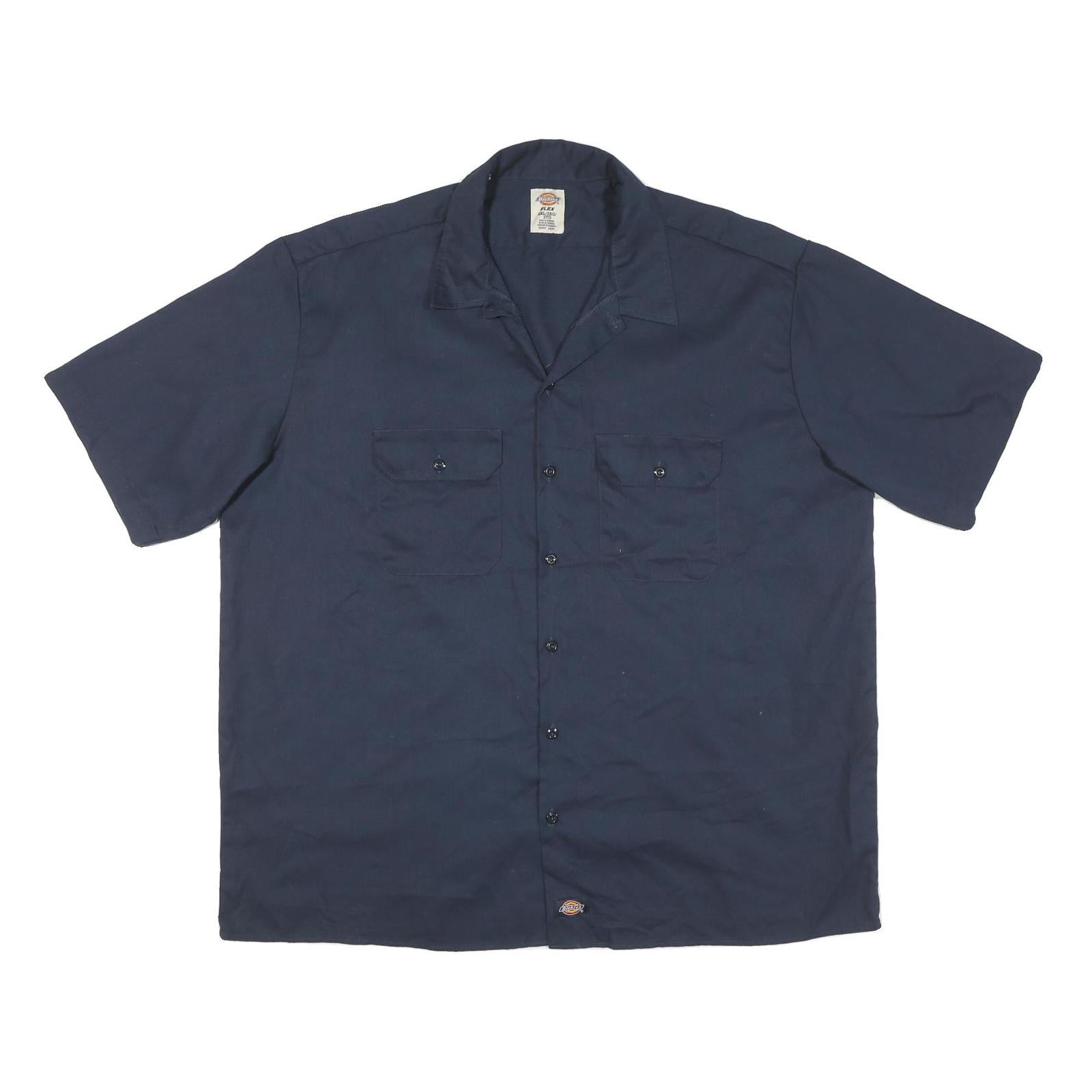 DICKIES Mens Blue Work Shirt 2XL Cotton Blend Short Sleeve Button Up Classic Refurbished - N/A refurbished available on Cerqular