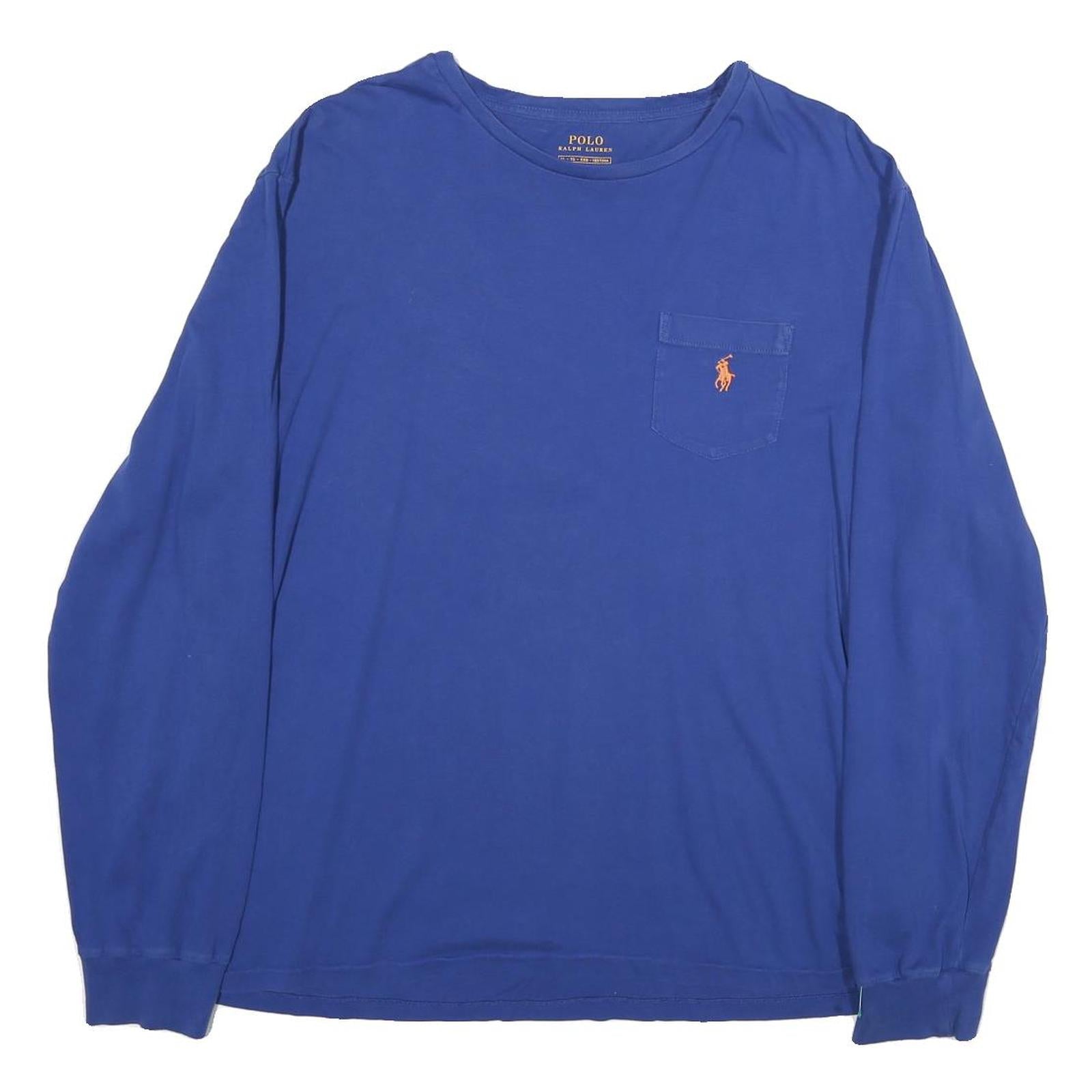 POLO RALPH LAUREN Mens Blue Long Sleeve Crew Neck T-Shirt XL Cotton Classic Fit Refurbished - N/A refurbished available on Cerqular