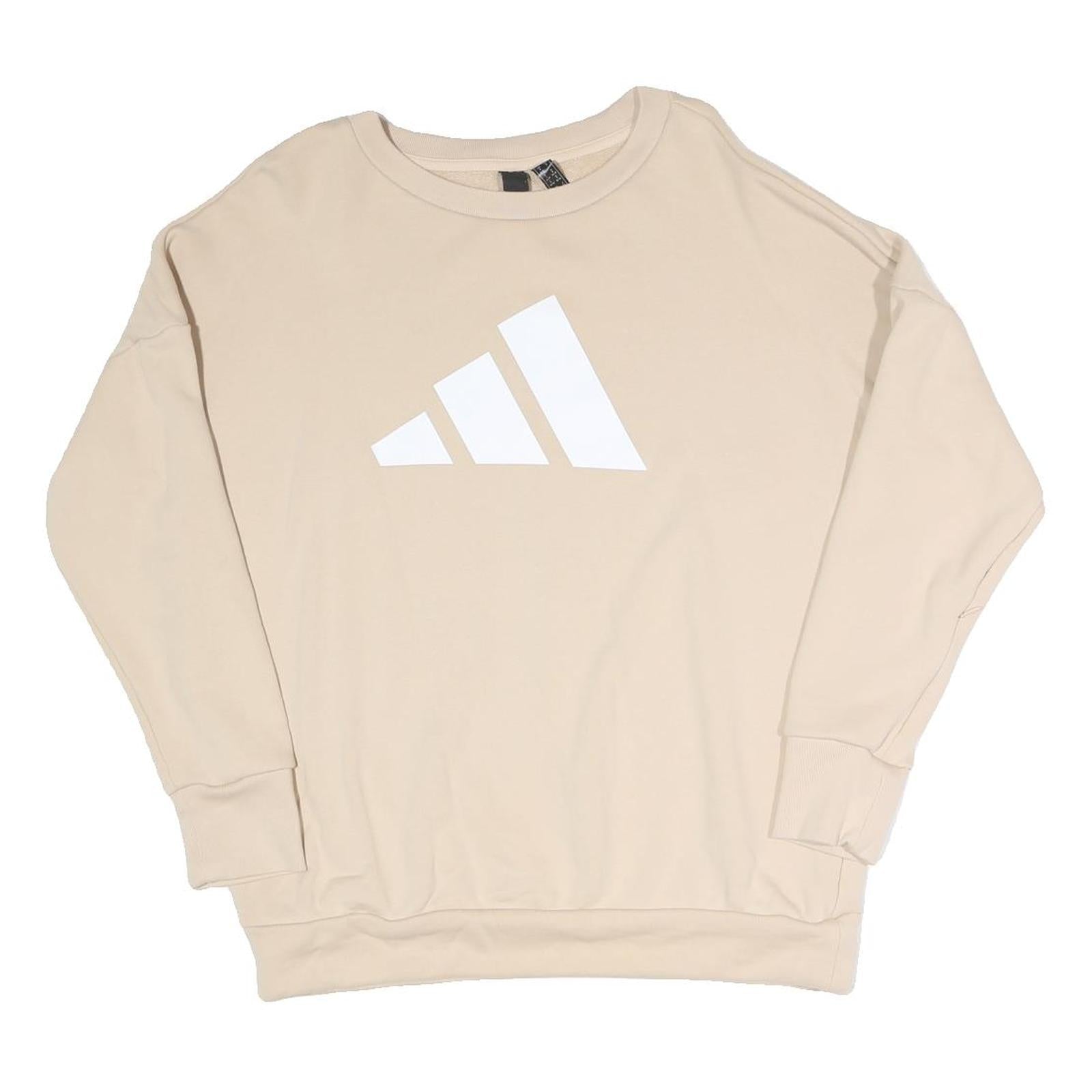 ADIDAS Womens Beige Sweatshirt Crew Neck S Cotton Blend Casual Comfort Refurbished - N/A refurbished available on Cerqular