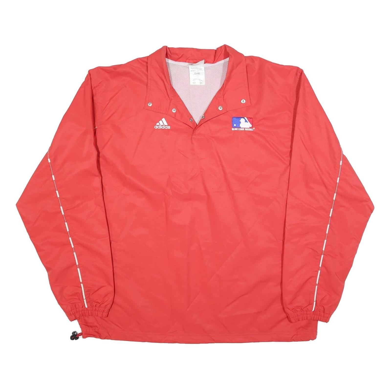 ADIDAS Mens Red Lightweight Button Jacket L Polyester Blend Sportswear MLB Refurbished - N/A refurbished available on Cerqular