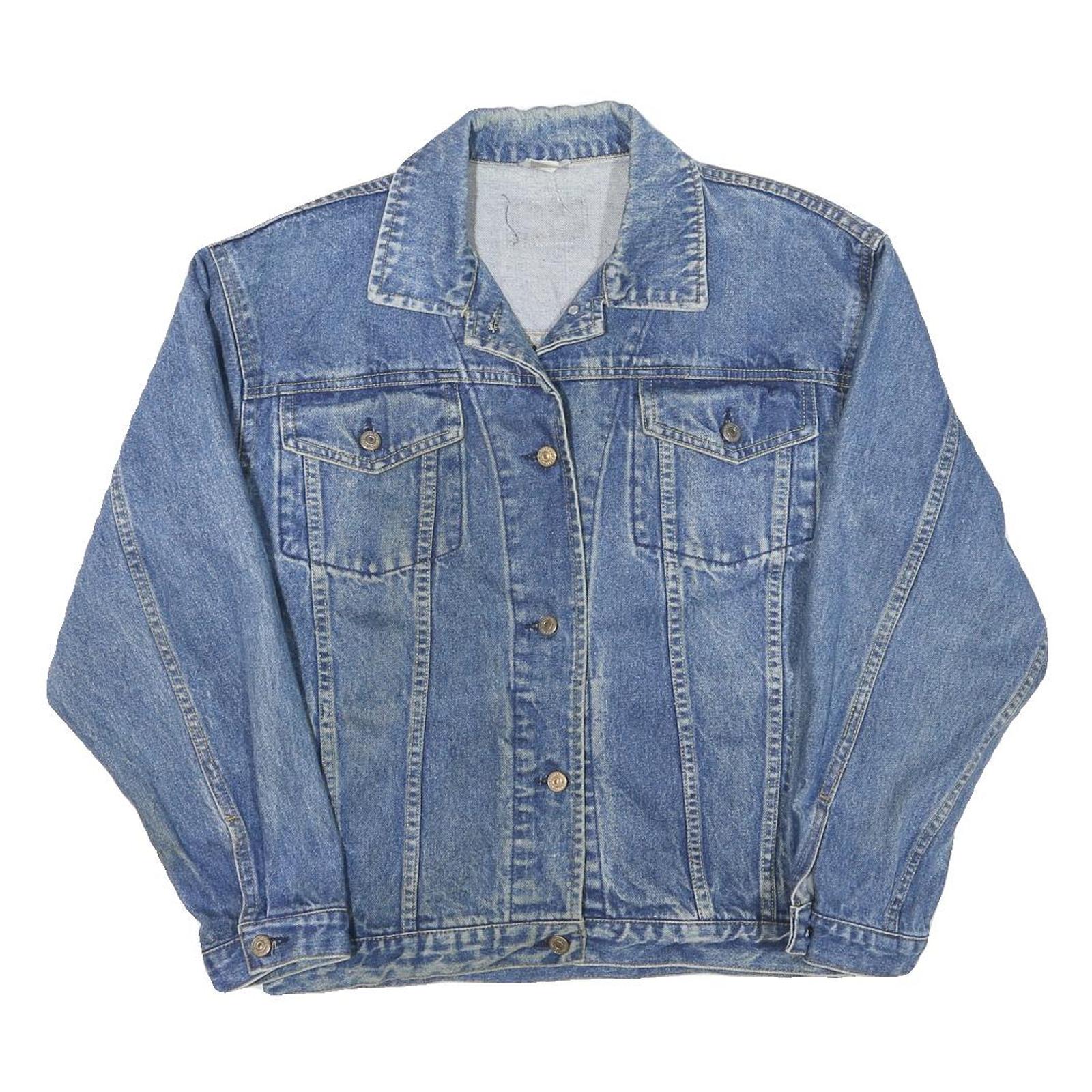 Womens Blue Denim Jacket M Cotton Blend Button Closure Classic Casual Outerwear Refurbished - N/A refurbished available on Cerqular