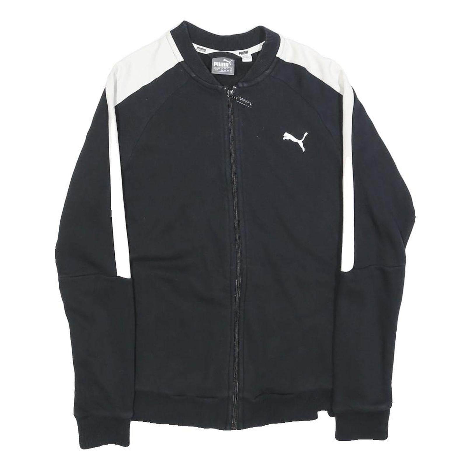 PUMA Womens Black & White Zip Jacket UK 10 Cotton Blend Plain Casual Activewear Refurbished - N/A refurbished available on Cerqular