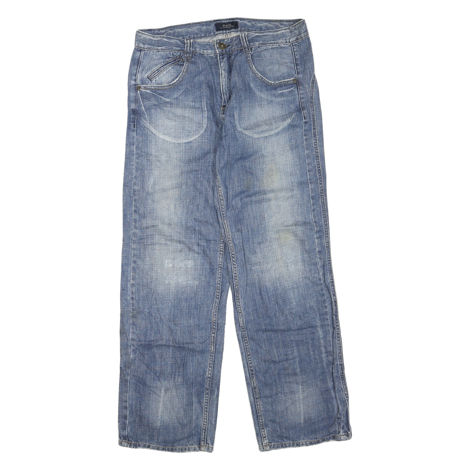 MARU Womens Blue Regular Straight Denim Medium W32 L31 Distressed Zip Jeans Refurbished - N/A refurbished available on Cerqular
