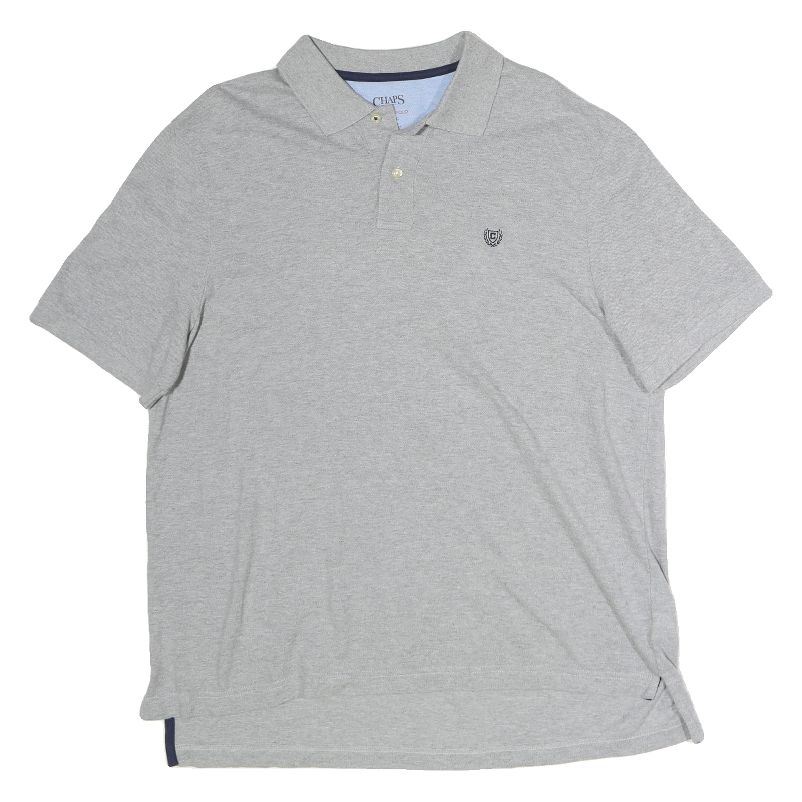 CHAPS Mens Grey Short Sleeve Plain L Polo Shirt Cotton Casual Classic Refurbished - N/A refurbished available on Cerqular