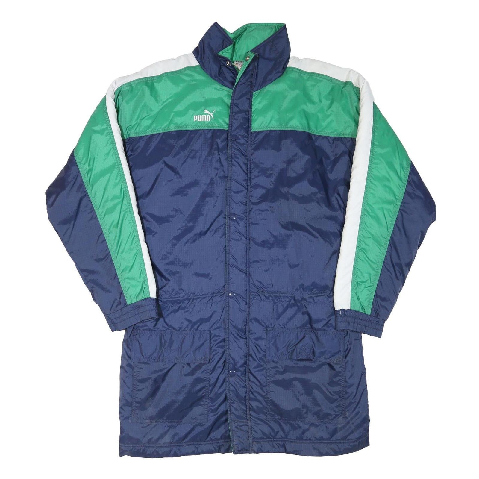 PUMA Mens Navy & Green Colourblock Track Jacket M Polyester Blend Zip Refurbished - N/A refurbished available on Cerqular