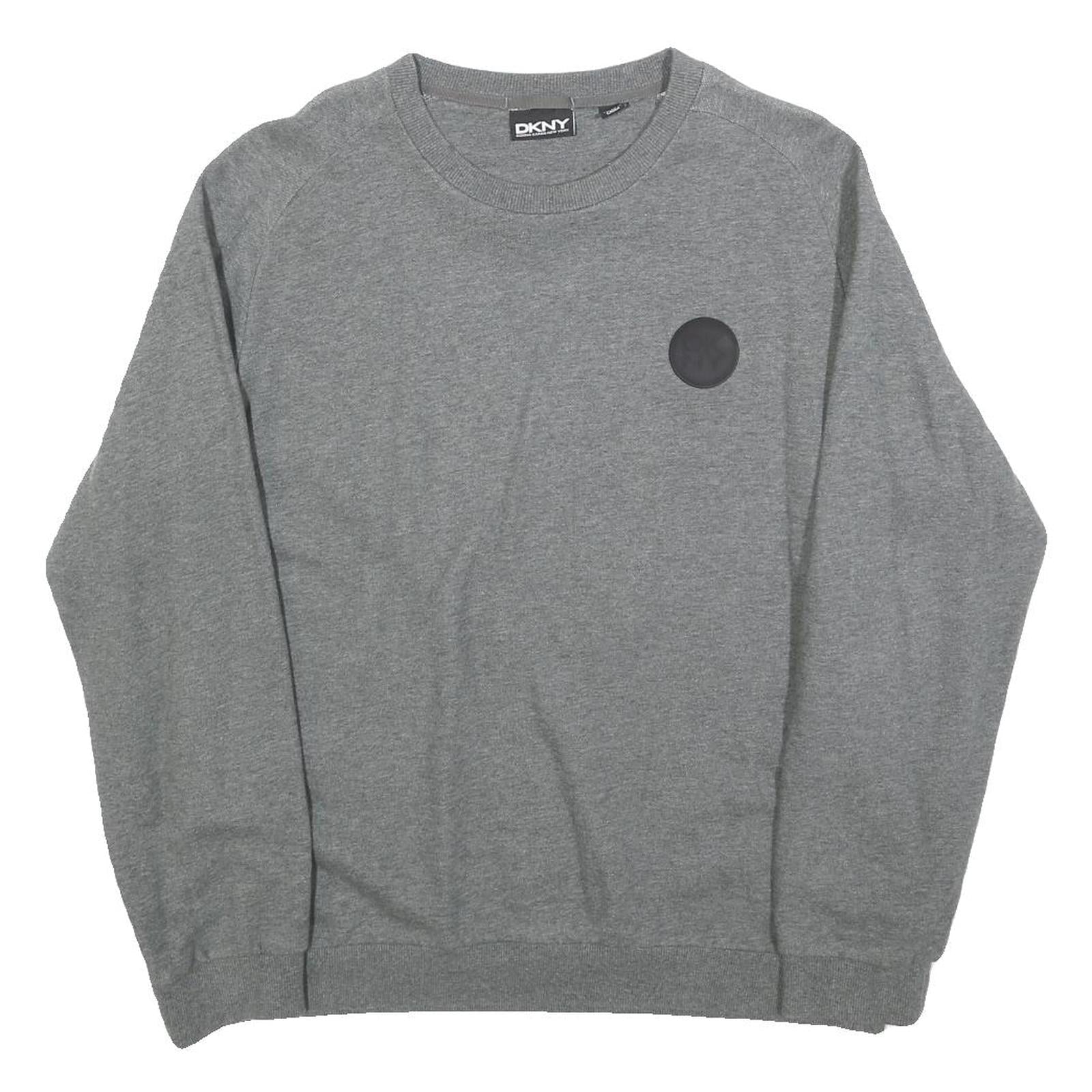 DKNY Mens Grey Cotton Blend Crew Neck Sweatshirt L Casual Pullover Refurbished - N/A refurbished available on Cerqular