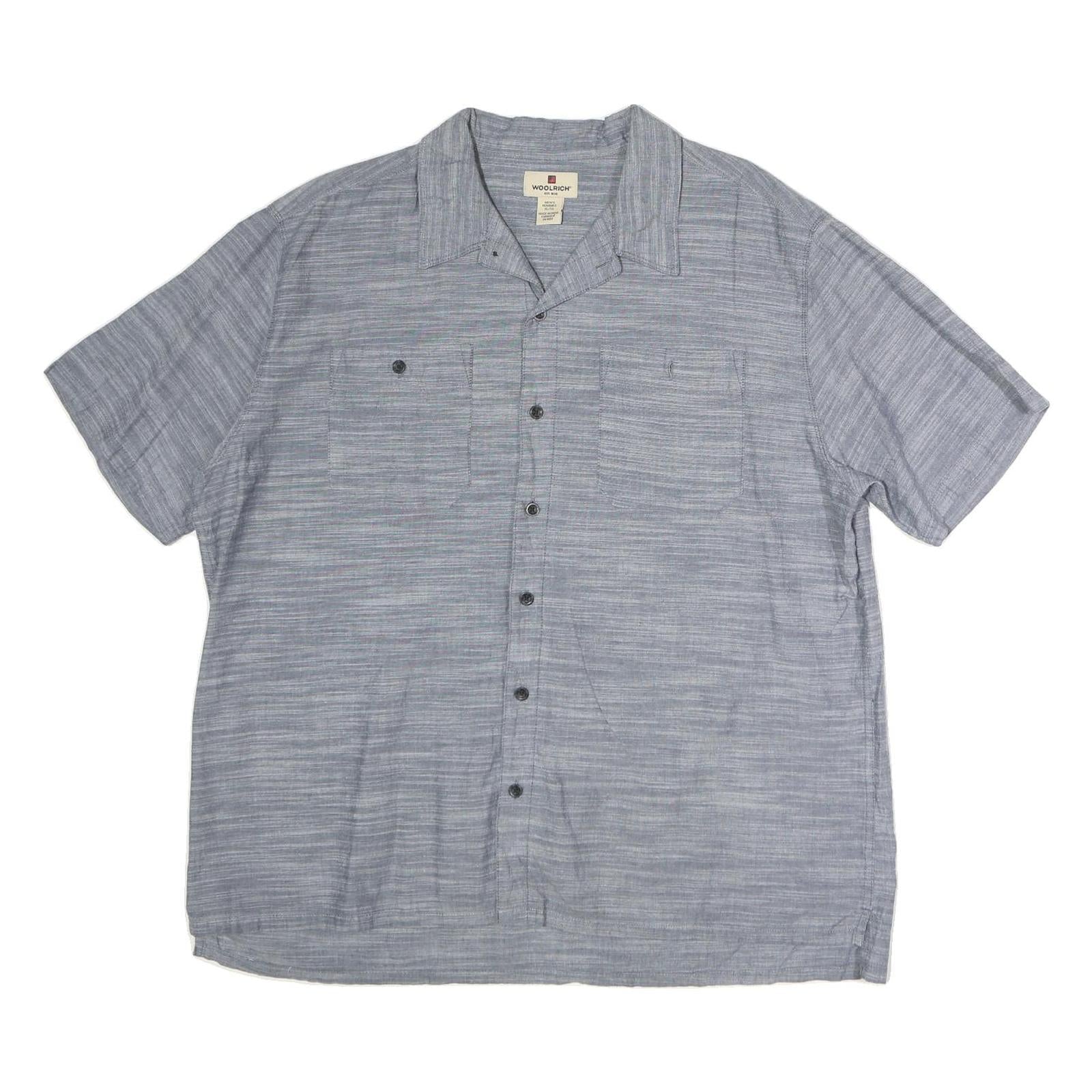 WOOLRICH Mens Blue XL Cotton Short Sleeve Shirt Casual Summer Button Refurbished - N/A refurbished available on Cerqular