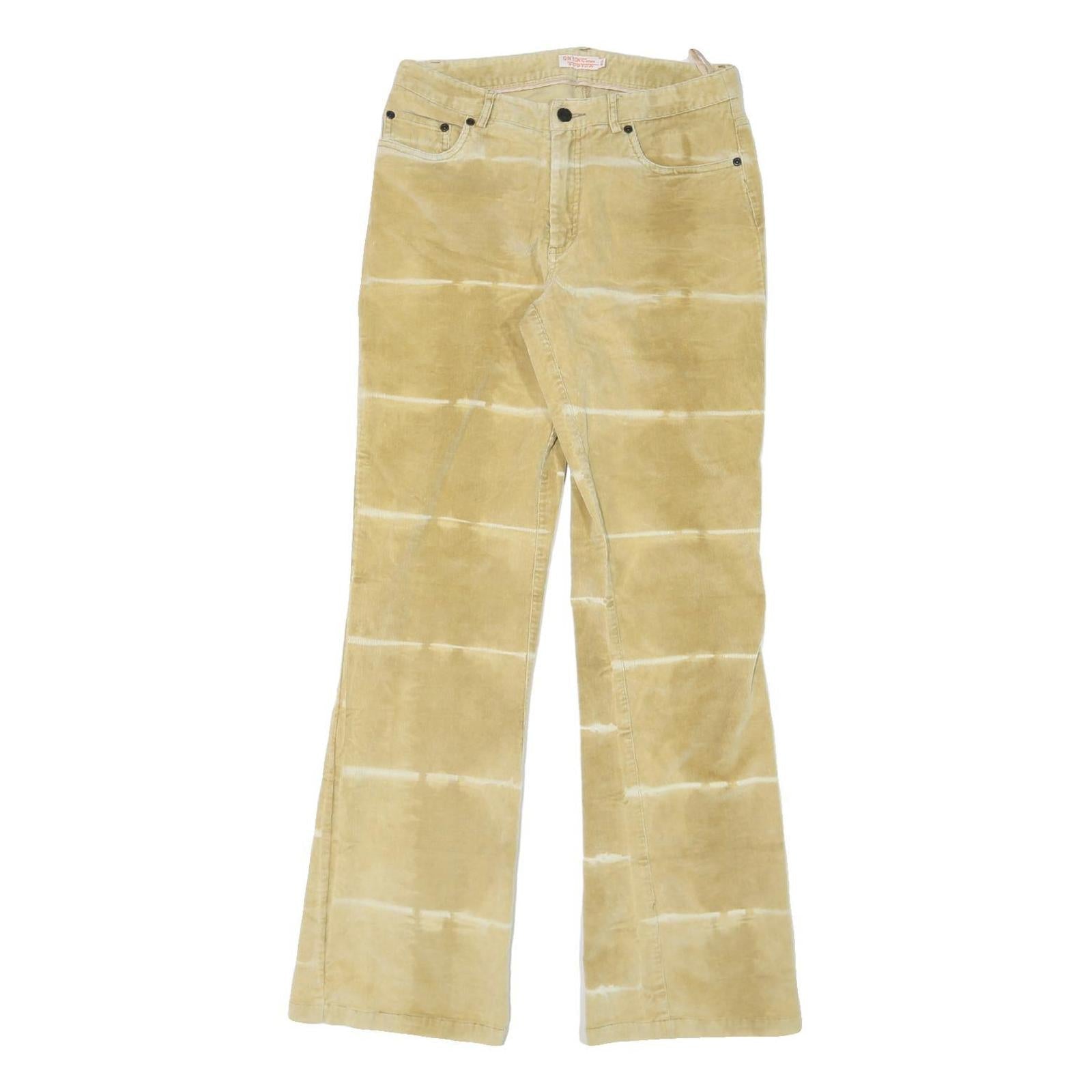 GIN TONIC Womens Cotton Blend Beige Tie Dye Regular Flared Trousers W29 L33 Refurbished - N/A refurbished available on Cerqular