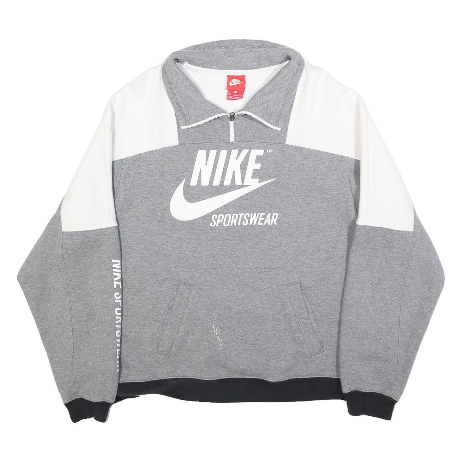 NIKE Womens Grey & White Sportswear Sweatshirt XL Half Zip Casual Refurbished - N/A refurbished available on Cerqular