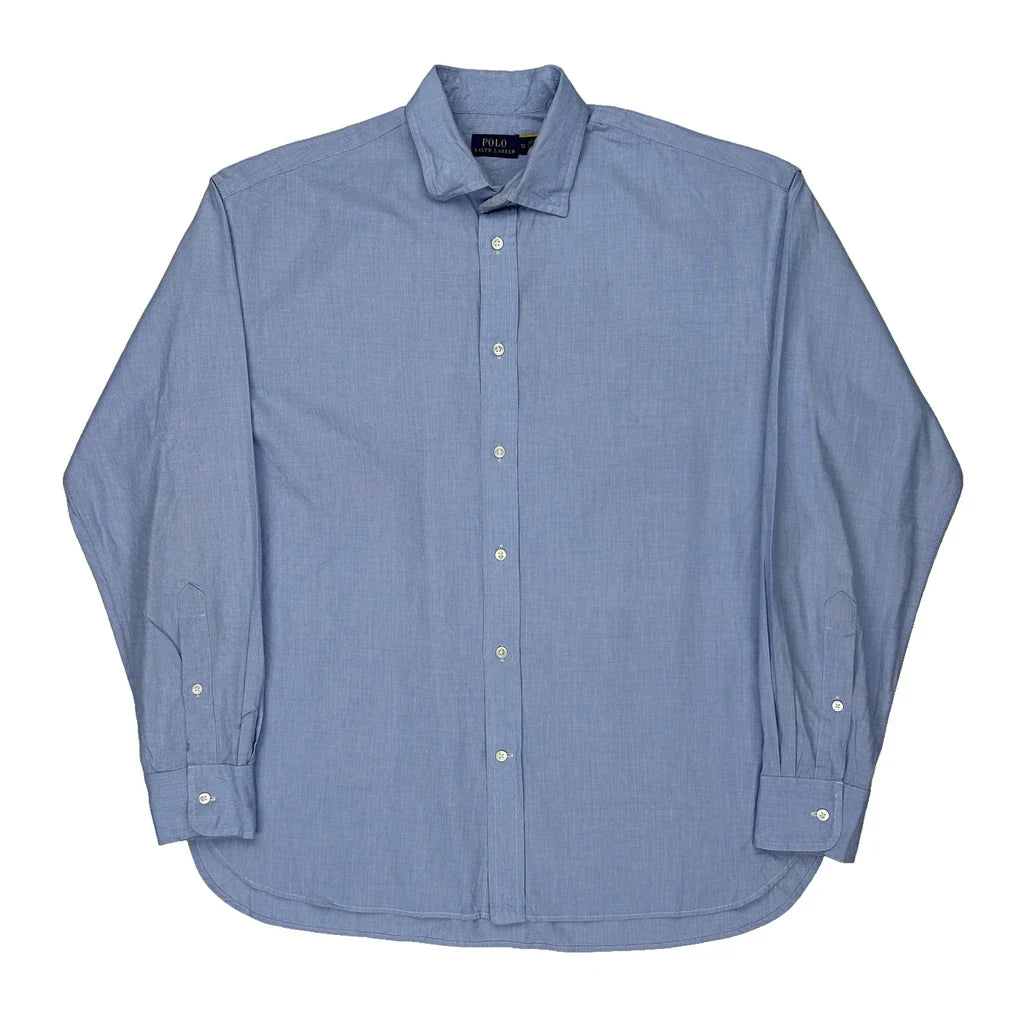 Polo By Ralph Lauren Shirt - Medium Blue Cotton Refurbished - Thrifted (note: this is a term often used to describe second- refurbished available on Cerqular