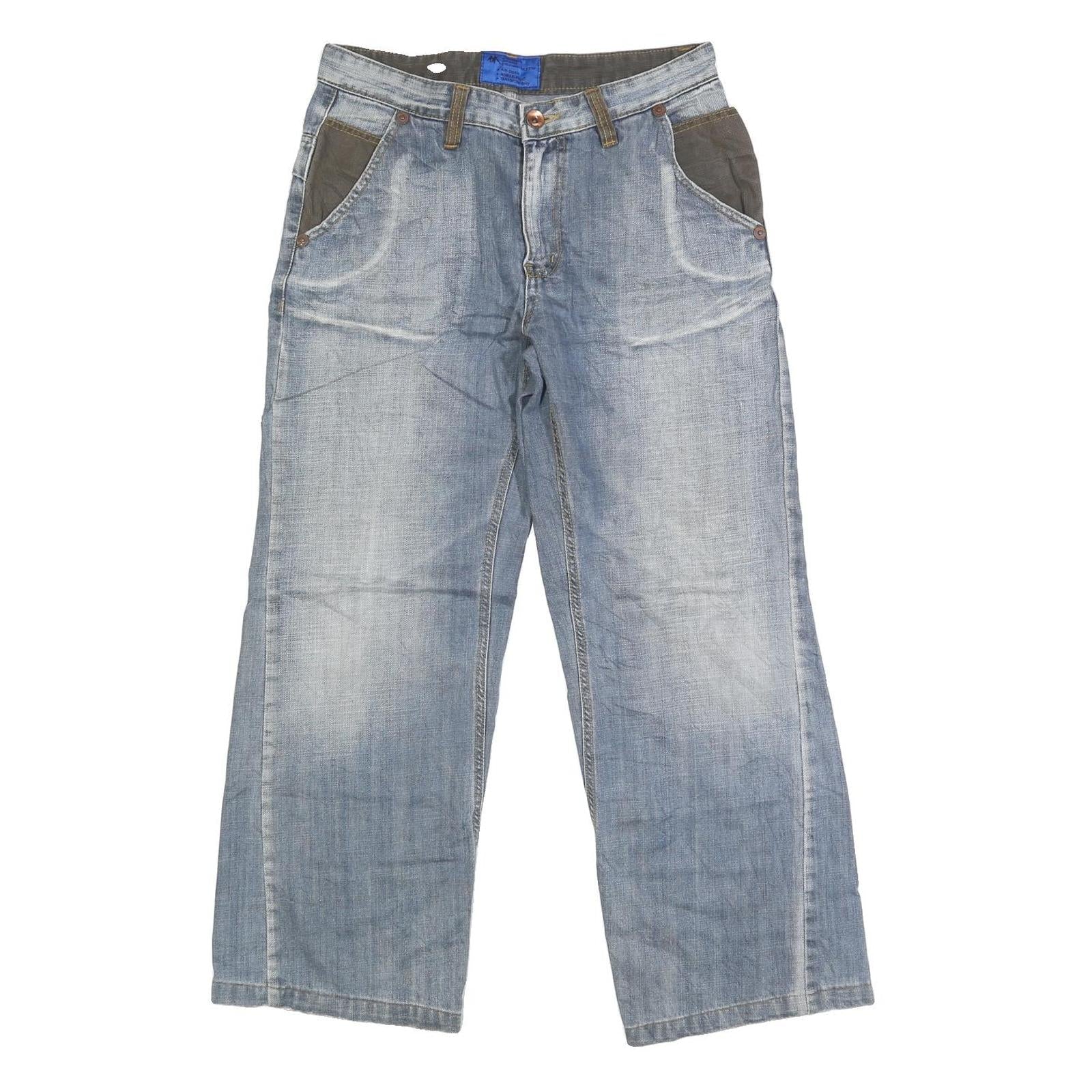 HIH JEANS Mens Regular Fit Straight Blue Denim Light W32 L29 Cotton Blend Zip Refurbished - N/A refurbished available on Cerqular