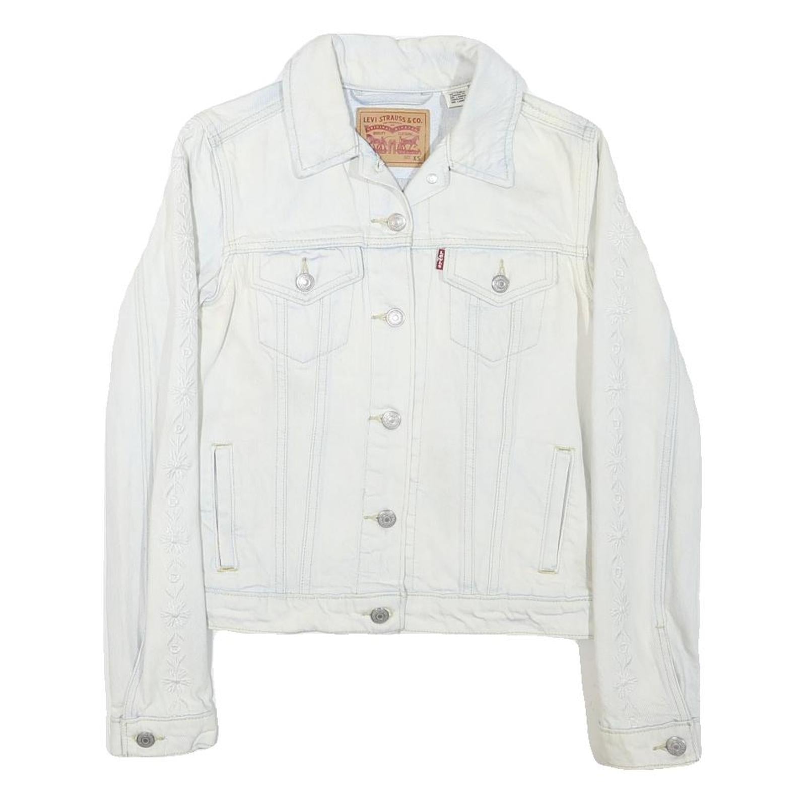 LEVI'S Womens White Cotton Blend Denim Jacket XS Button Plain Stylish Refurbished - N/A refurbished available on Cerqular