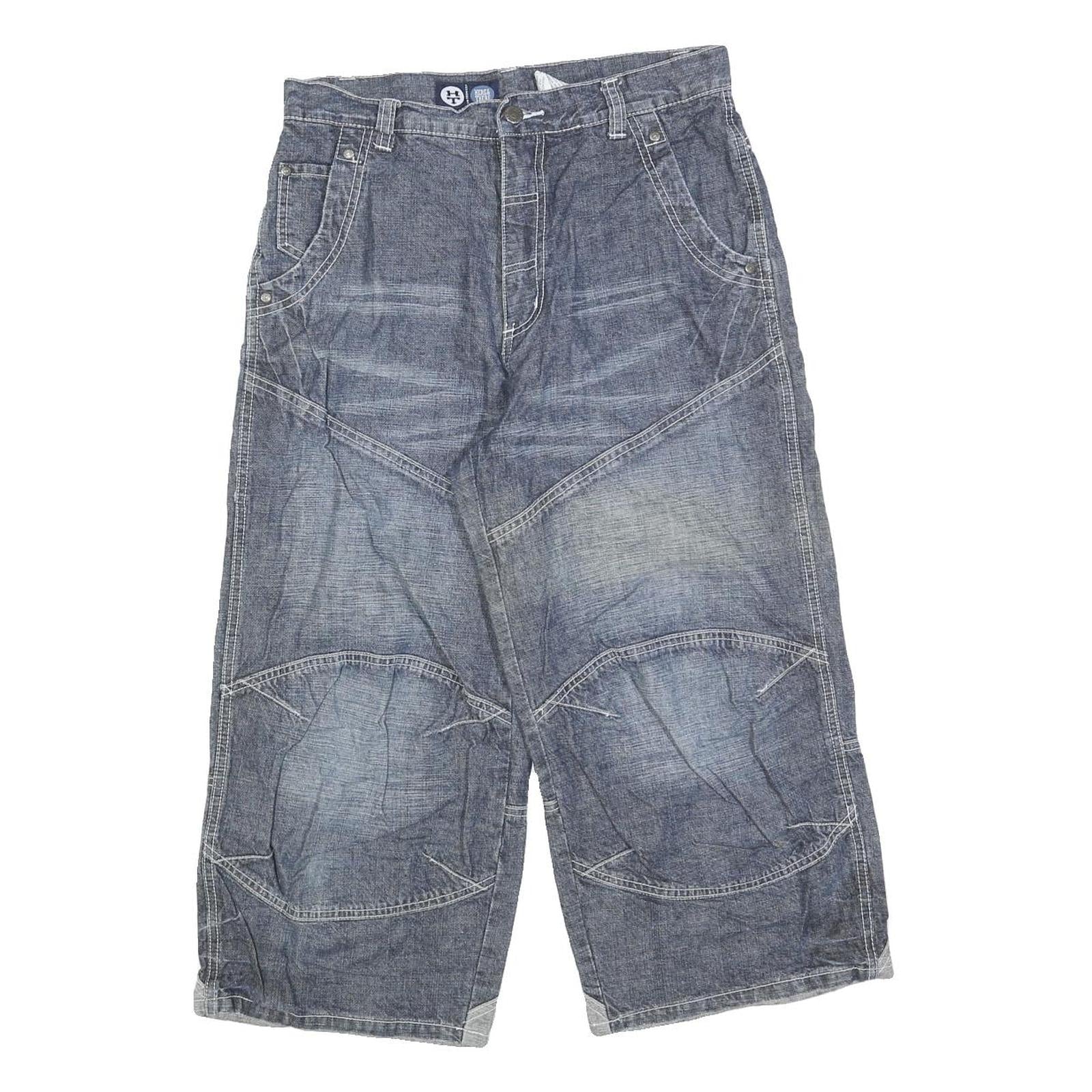 HERE & THERE Mens Shorts Blue Casual Cotton Blend M W30 Relaxed Fit Embroidered Refurbished - N/A refurbished available on Cerqular