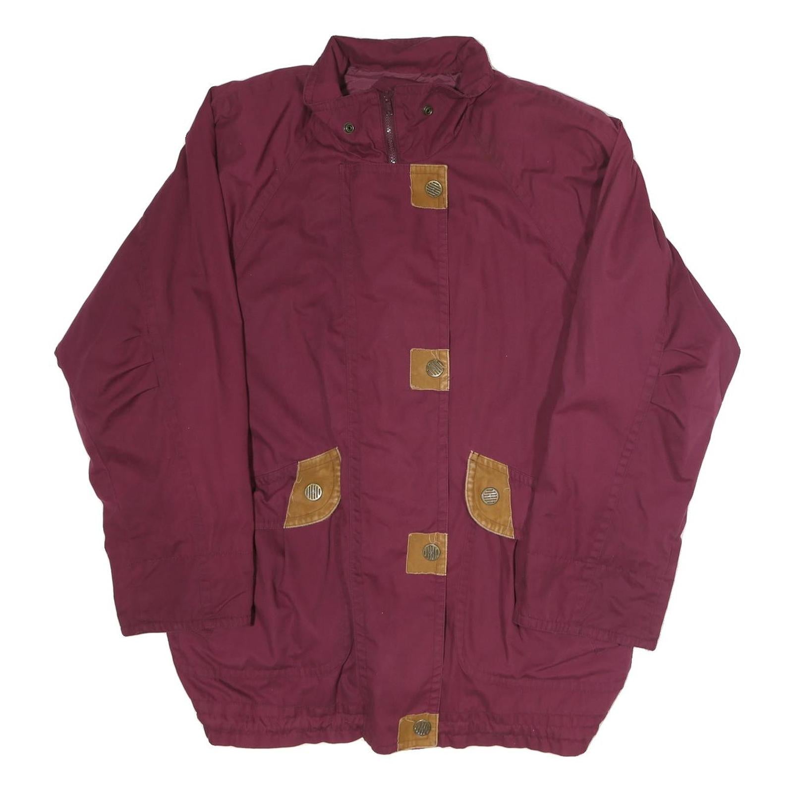 CURRENT SEEN Womens Maroon Jacket M Cotton Blend Zip Plain Casual Lightweight Refurbished - N/A refurbished available on Cerqular