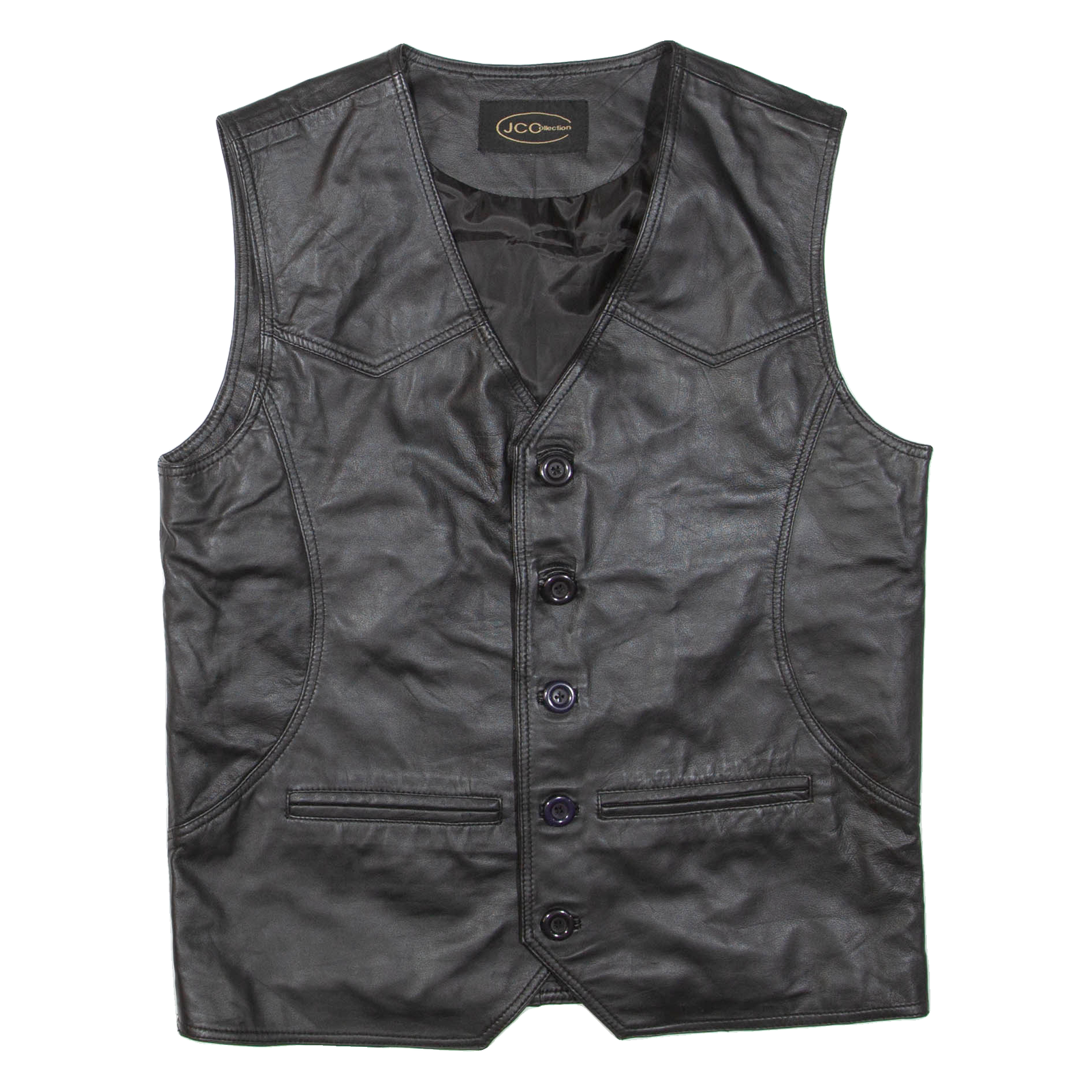JC COLLECTION Mens Gilet Black Leather S Refurbished - N/A refurbished available on Cerqular