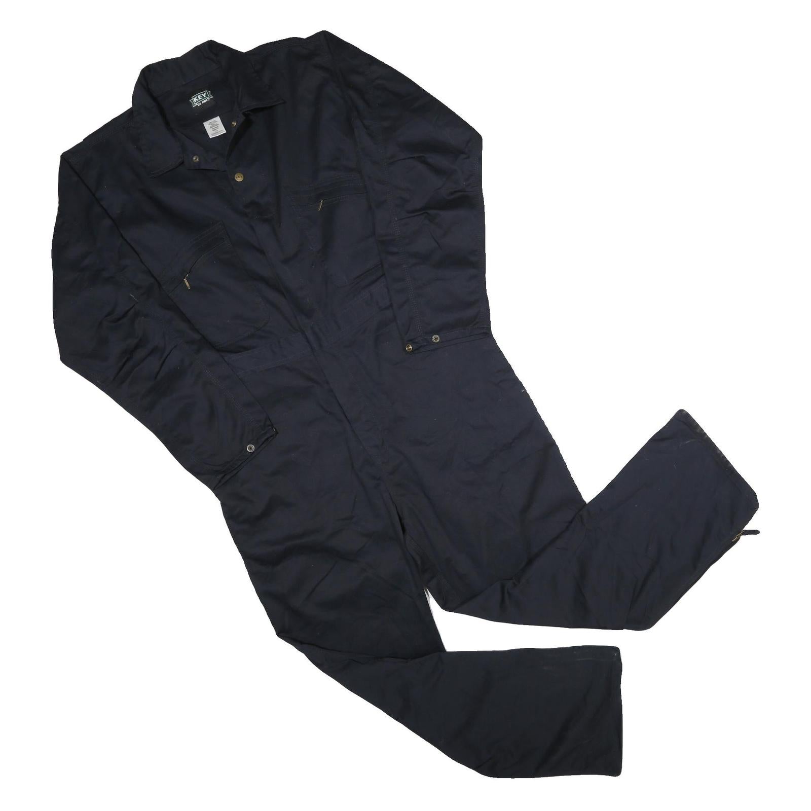 KEY Mens Navy Blue Cotton Blend Dungarees Regular Fit L W40 L32 Workwear Utility Refurbished - N/A refurbished available on Cerqular