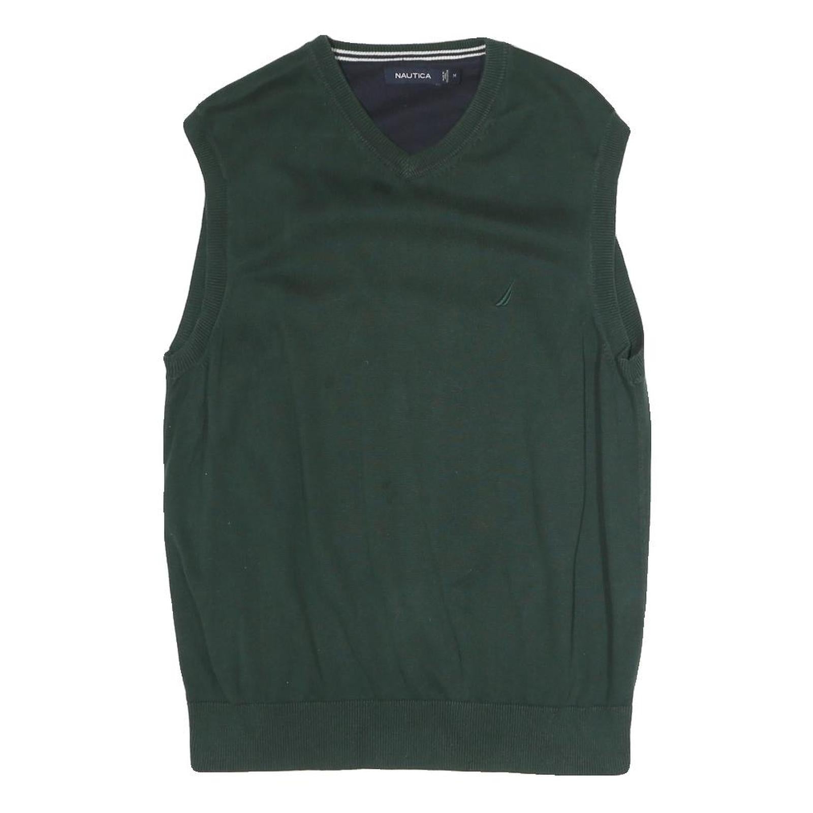 NAUTICA Mens Green Plain Pullover Jumper V-Neck Basic Knit M Cotton Blend Refurbished - N/A refurbished available on Cerqular