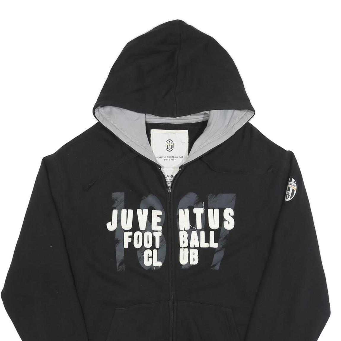 JUVENTUS Mens Black Football Club Full Zip Hoodie L Cotton Blend Refurbished - N/A refurbished available on Cerqular