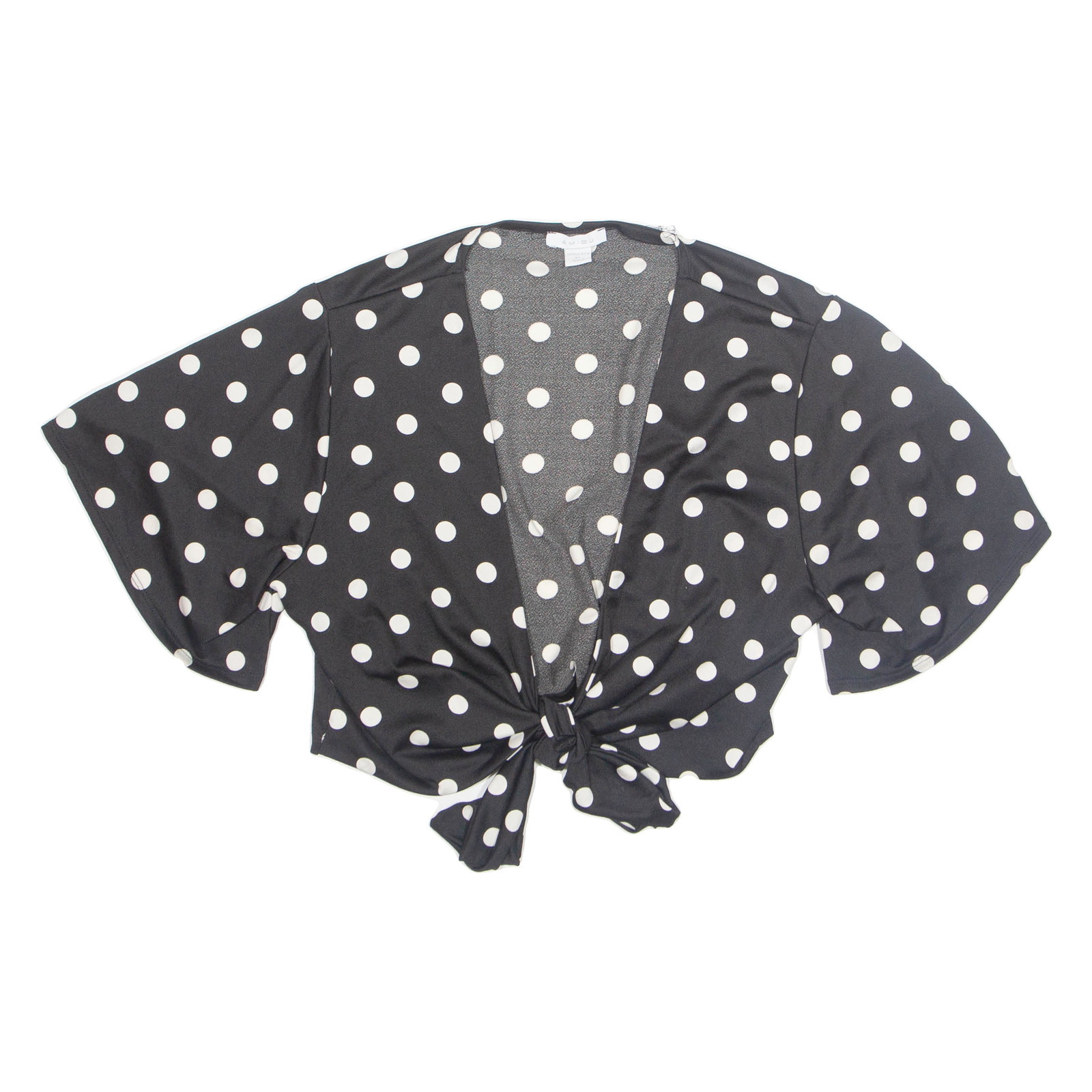 AMISU Cropped Womens Wrap Top Black V-Neck Polka Dot XL Refurbished - N/A refurbished available on Cerqular