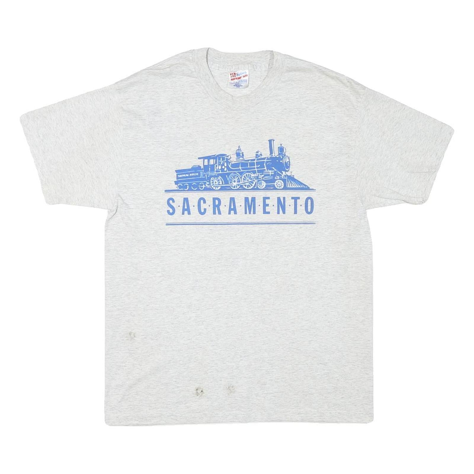 HANES Mens Grey Sacramento Graphic T-Shirt L Short Sleeve Crew Neck Vintage Refurbished - N/A refurbished available on Cerqular