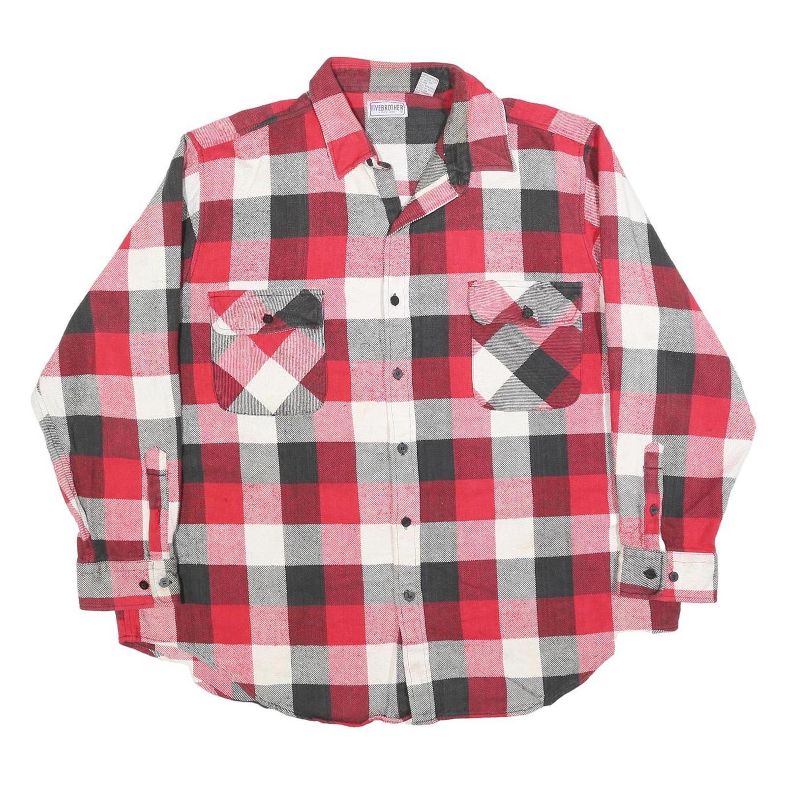 FIVE BROTHER Mens Red Black & White Check Shirt 2XL Cotton Blend Casual Workwear Refurbished - N/A refurbished available on Cerqular