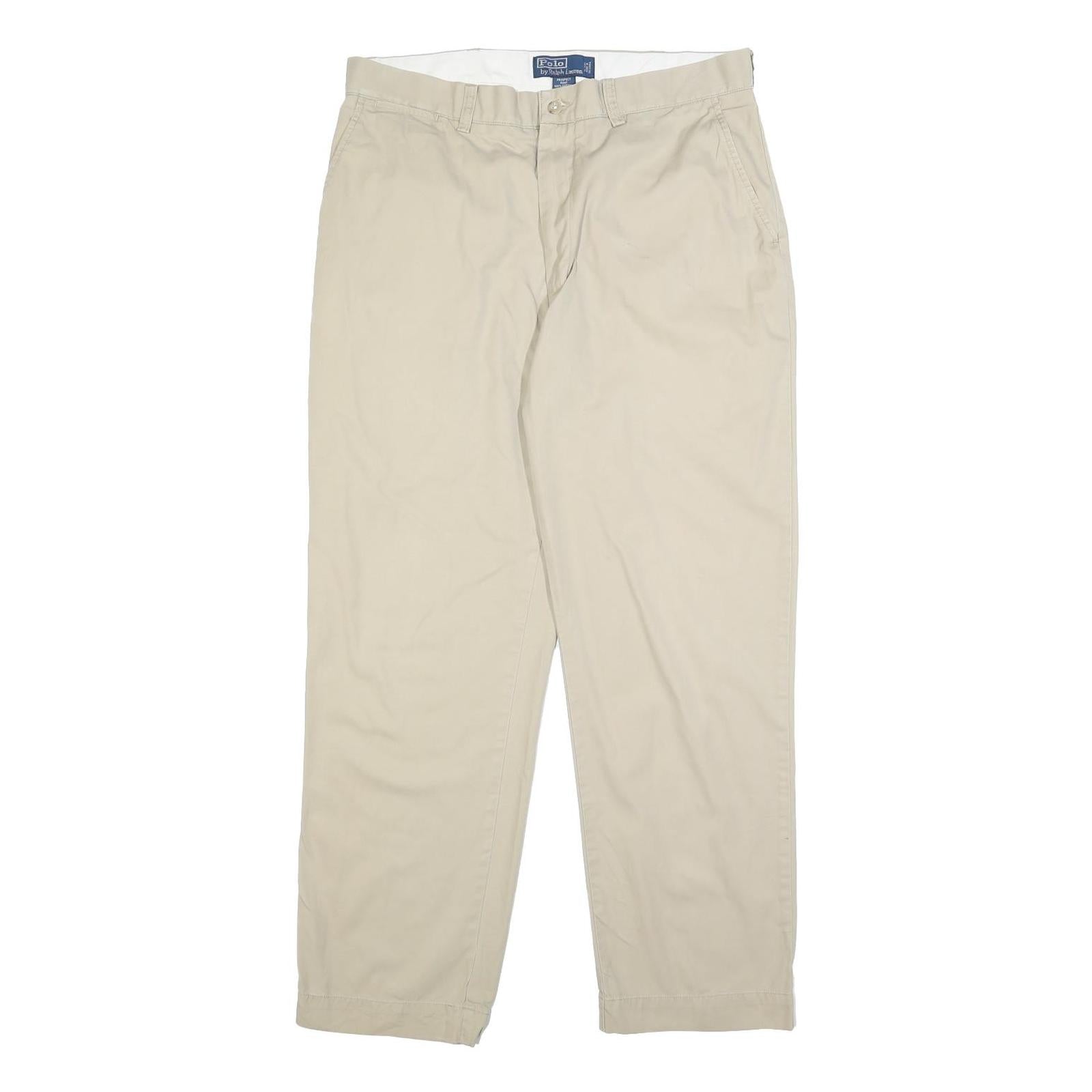 POLO RALPH LAUREN Mens Cotton Beige Regular Straight Trousers W34 L30 Classic Refurbished - N/A refurbished available on Cerqular