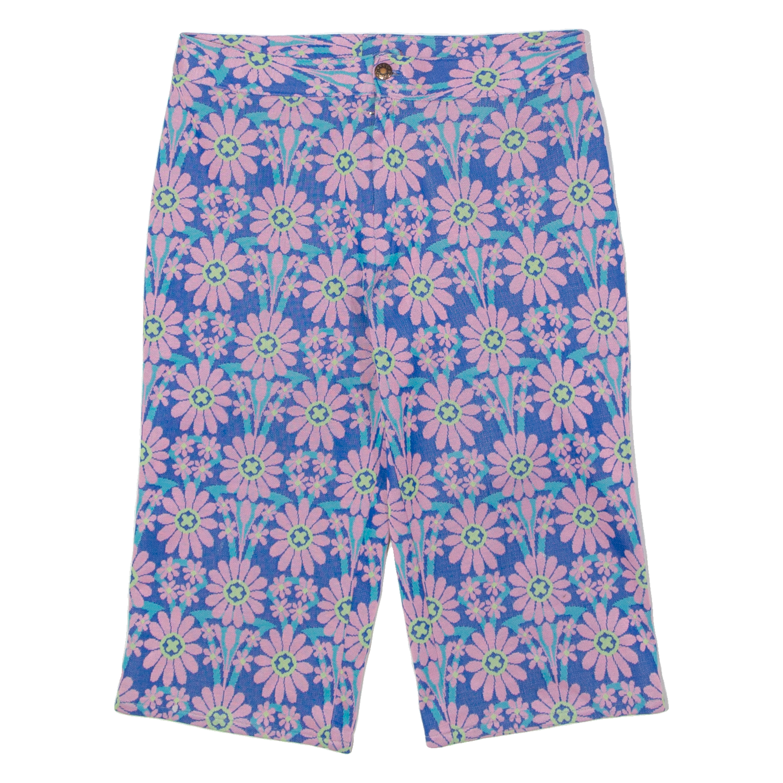 Womens Pedal Pushers Shorts Blue 90s Floral M W30 Refurbished - N/A refurbished available on Cerqular